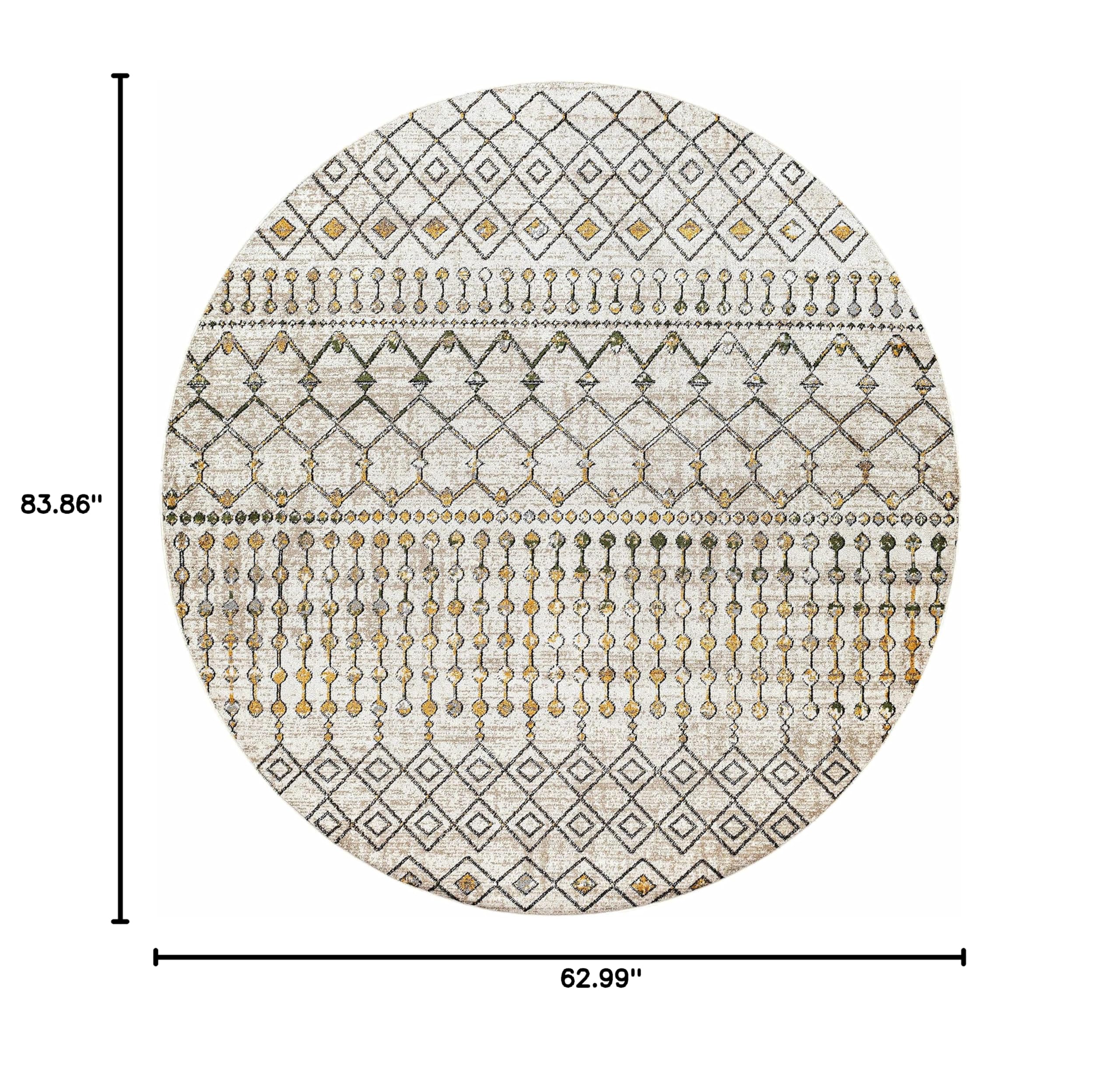 Machine Washable Area Rug for Living Room & Bedroom - 5'3