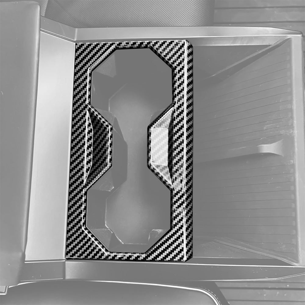 Cybertruck Center Console Carbon Fiber Cup Holder Trim Cover - ABS Plastic Accessory for Tesla Model Accessories - Perfect for Car Interior Upgrade & Customization