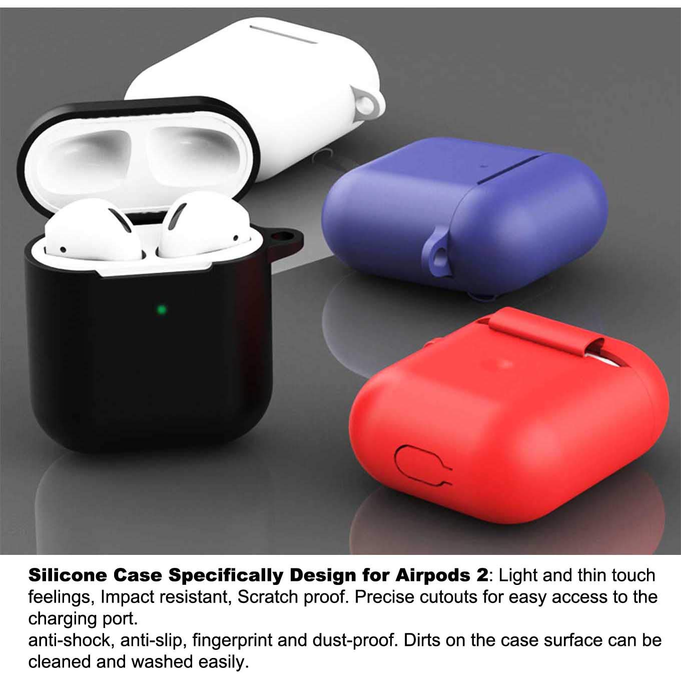 2-Pack AirPods 2 Wireless Charging Case Cover with Keychain & LED Window - Protective Silicone Skin for Apple AirPods 2nd Gen (Black + Teal) - Perfect for Gym, Travel & Daily Protection