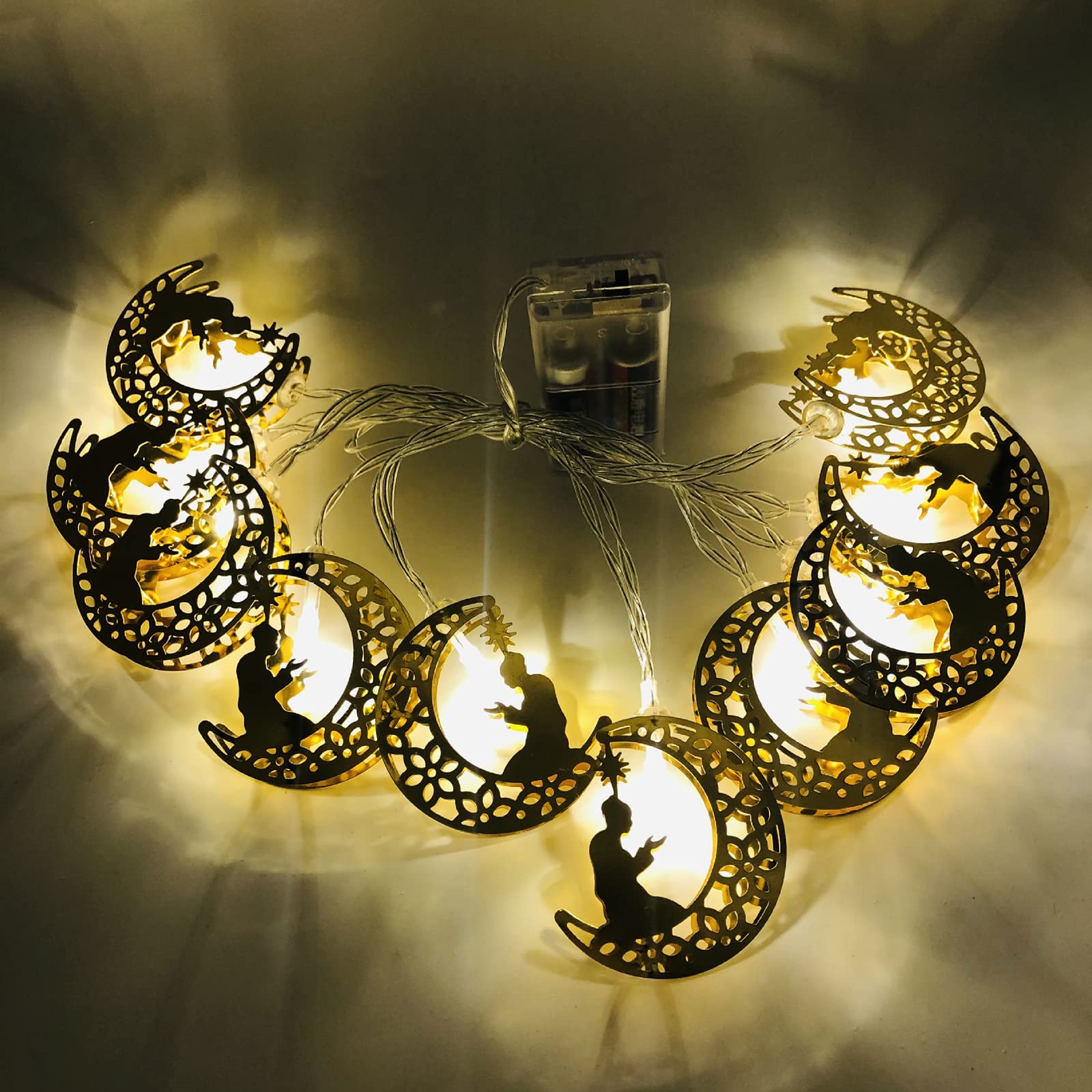 Ramadan Eid String Lights - 9.8FT 20LED Moon & Star Pattern Islamic Decorations for Home, Garden, Patio - Perfect for Ramadan, Eid al-Fitr Celebrations and Muslim Holiday Decorating