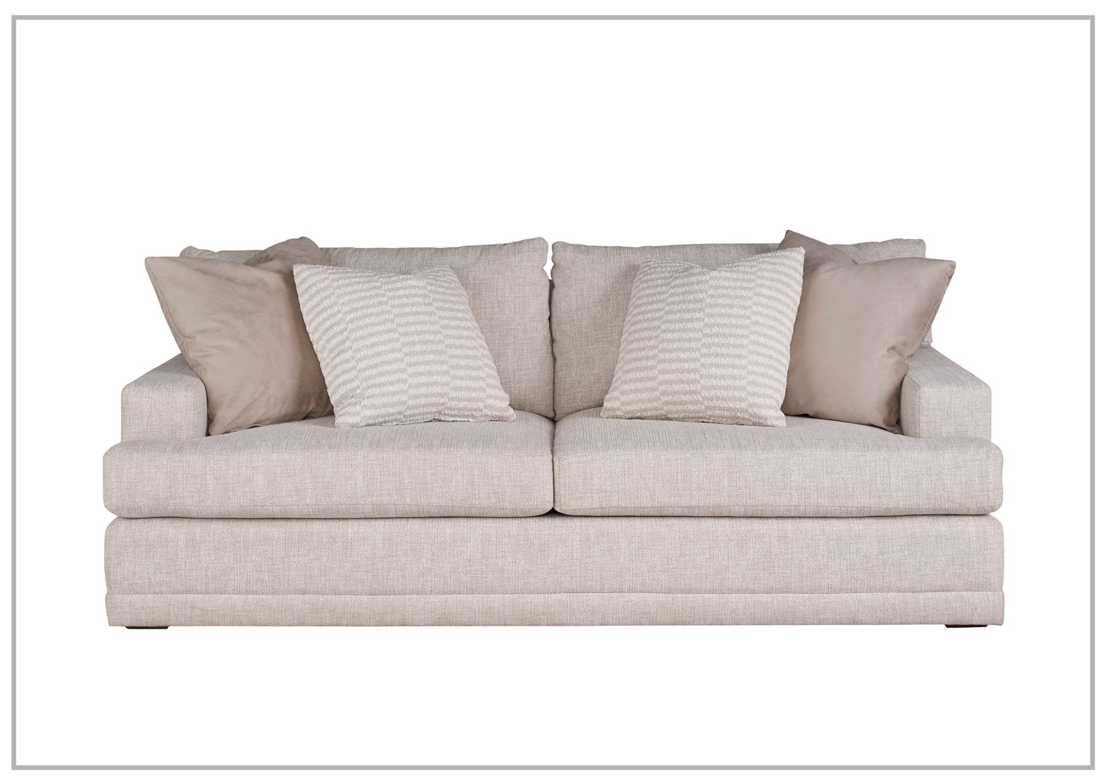 Universal Hadlee Beige Fabric Sofa with Attached Cushions - Modern Living Room Furniture for Small Spaces, Apartments & Cozy Home Decor