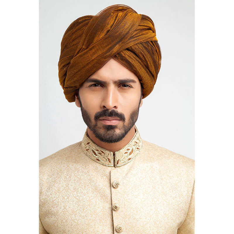Luxury Beige Gold Pure Jamavar Silk Sherwani for Men | Handmade Indian Wedding Attire | Perfect for Groom, Groomsmen & Special Occasions