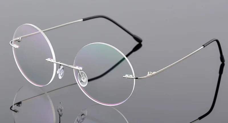 Brightzone Women's Rimless Round Titanium Alloy Eyeglasses 71220 - Lightweight & Durable Glasses for Work, Reading & Fashion