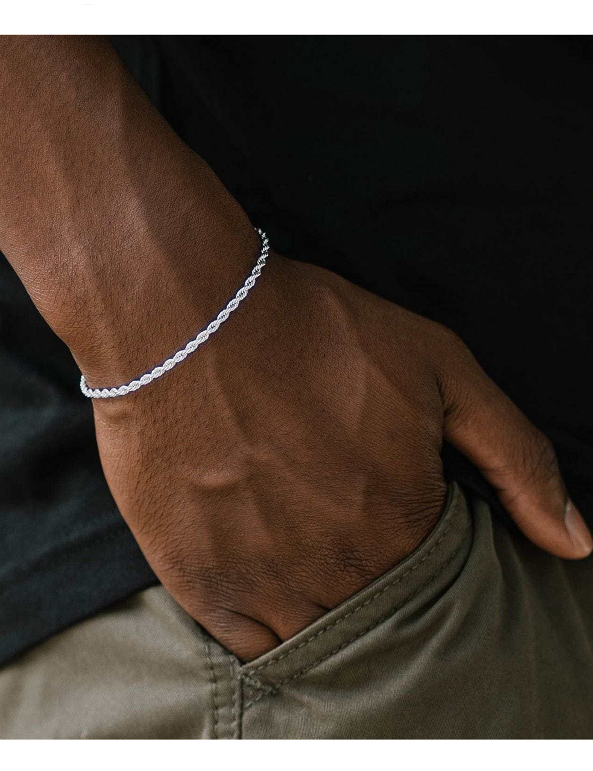 Nometo 925 Sterling Silver Rope Chain Bracelet - 2mm/3mm/5mm Box Chain Bracelet for Men & Women - Adjustable 6.5-9 Inches Gold/Silver Plated Jewelry - Perfect for Gifts, Weddings & Everyday Wear
