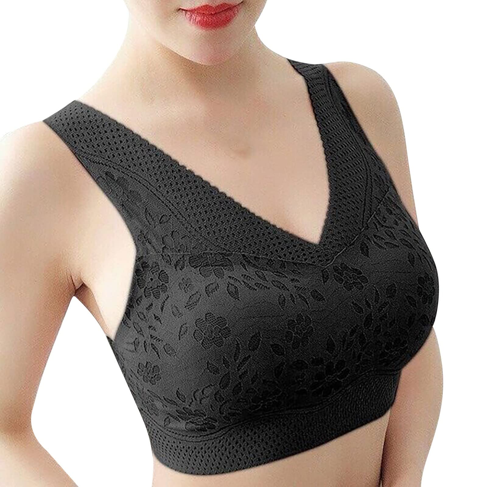 Sexy Breathable Lace Sports Bra for Women - Seamless Thin Bras, Comfortable & Supportive for Yoga, Running, Gym Workouts