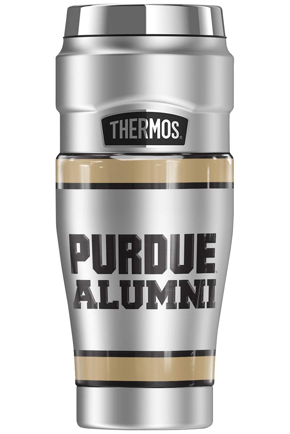 THERMOS Purdue University Alumni Stainless Steel Travel Tumbler - 16oz Vacuum Insulated Double Wall Mug for Hot & Cold Drinks - Perfect for Campus, Office, Commuting & Outdoor Adventures