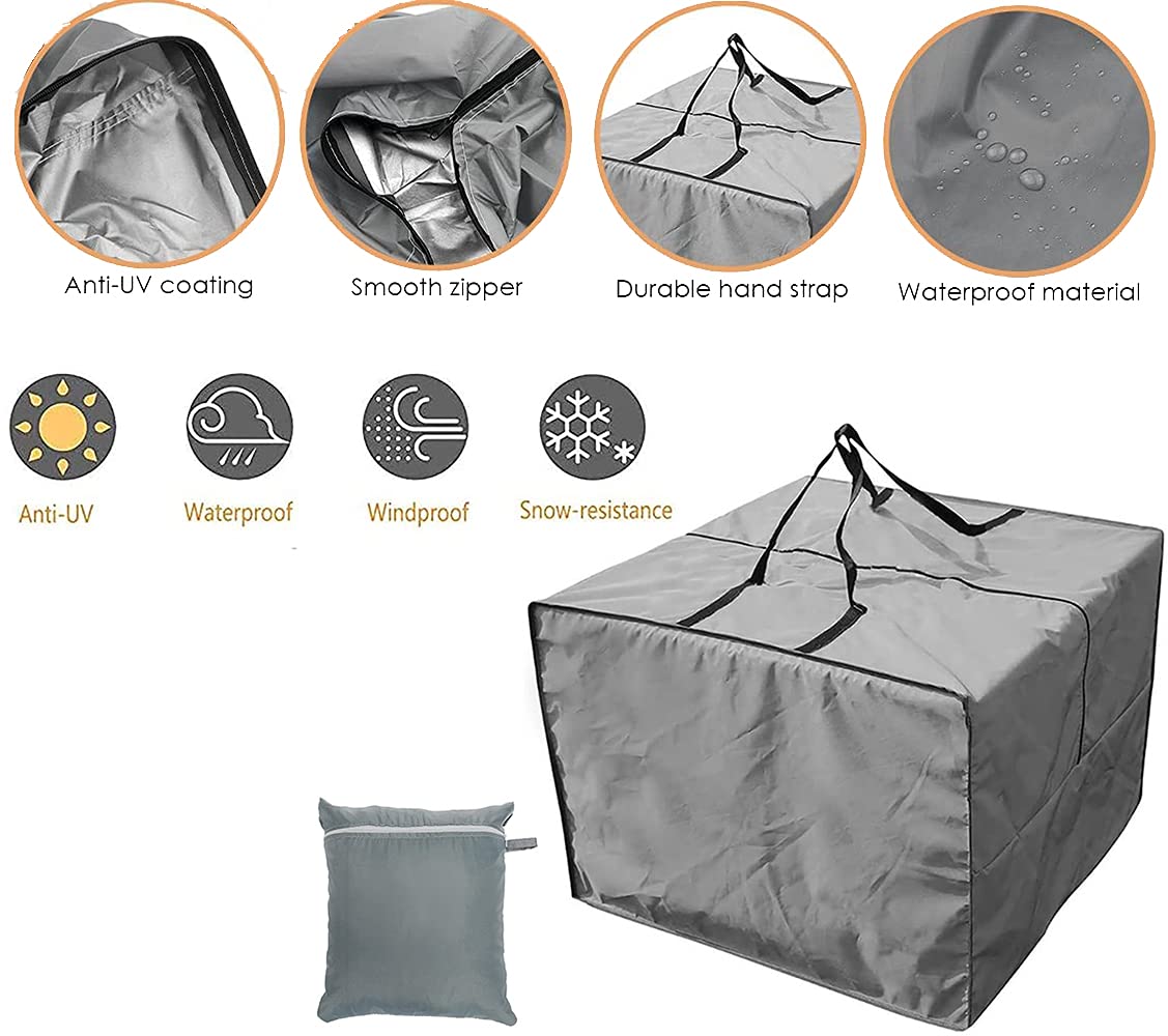 Waterproof 420D Oxford Fabric Outdoor Patio Furniture Seat Cushion Storage Bags - 2 Pack Grey Under-Bed Organizer for Pillows, Clothing & Seasonal Items - Perfect for Patio, Garage & Home Organization