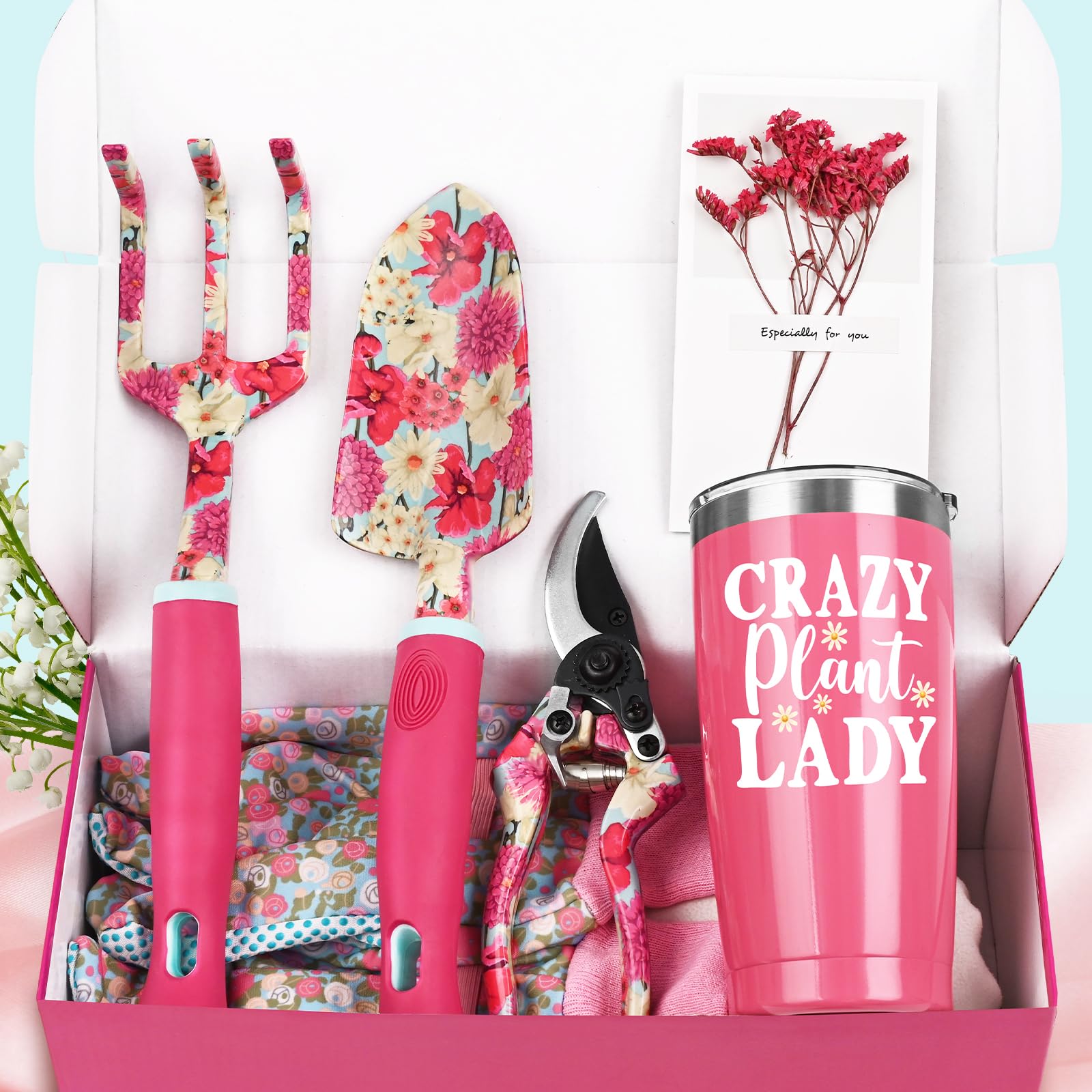 **6-Piece Rose Red Gardening Tools Set for Women - Perfect Gift for Mom, Grandma & Aunt - Ideal for Planting, Weeding & Indoor/Outdoor Gardening**