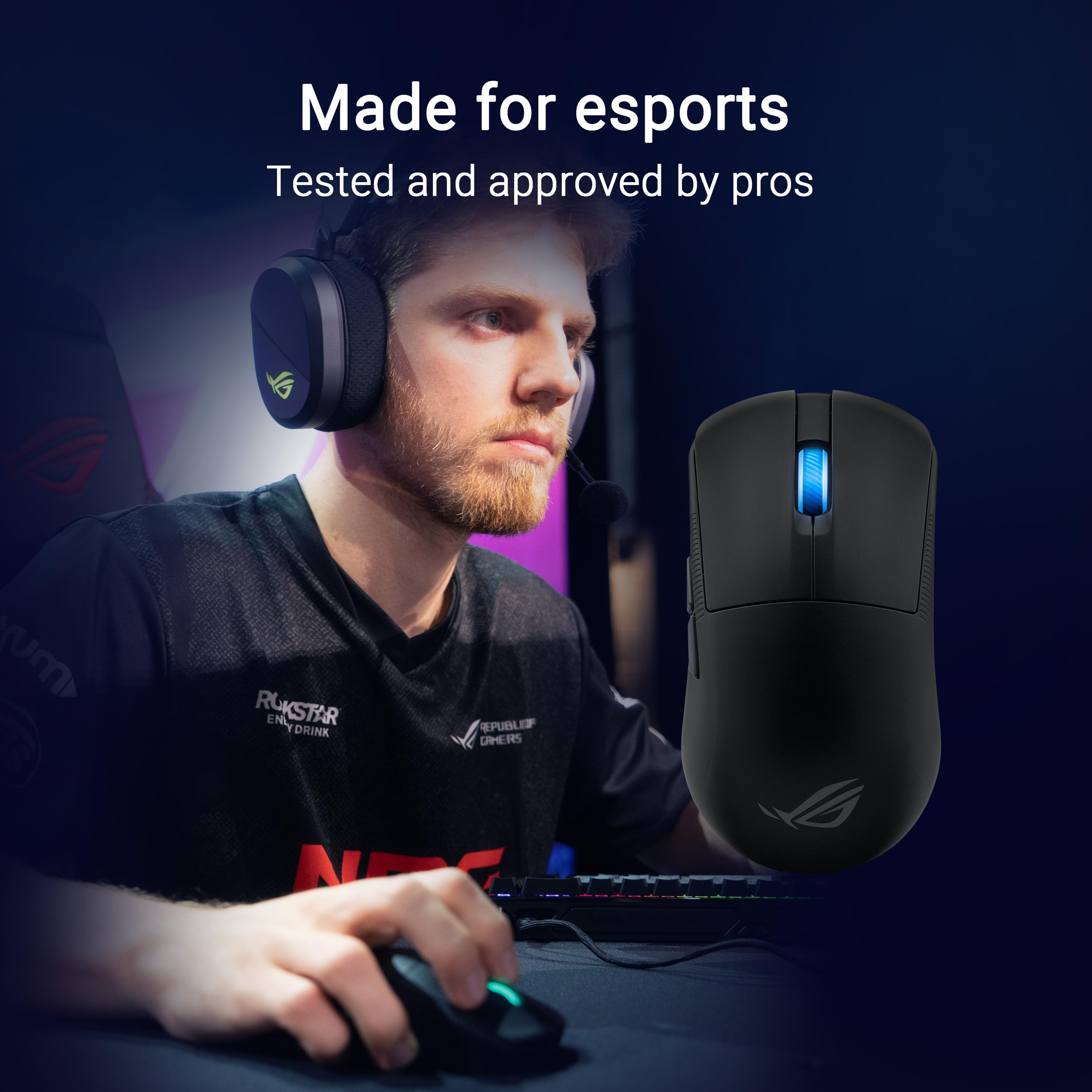 ASUS ROG Harpe Ace Mini Wireless Gaming Mouse - 49g Ultra Lightweight, 42K DPI AimPoint Pro Optical Sensor, Optical Micro Switches, ROG Polling Rate Booster - Perfect for Esports, FPS Gaming & Professional Use (Small/Medium Size, Black) - Ideal for Competitive Gaming, Office Work & Travel Setup