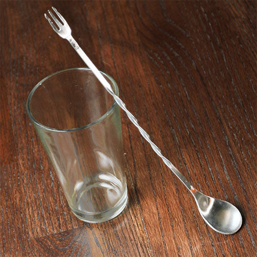 11.25 Inch Stainless Steel Bar Spoon with Fork Tip - Perfect for Mixing Cocktails, Bartending, and Home Bar Accessories