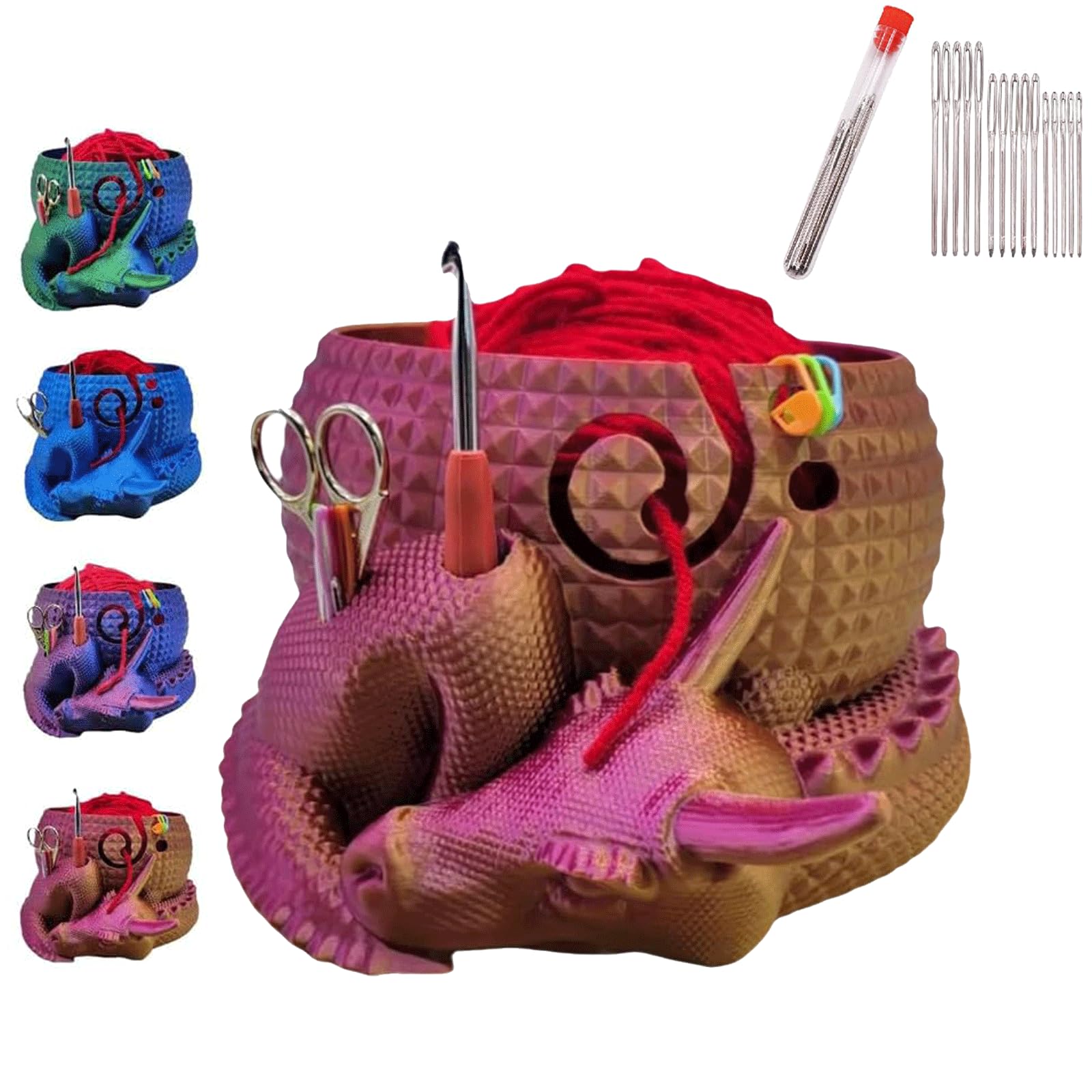 MRTLSiQi Fantasy Dragon & Egg Yarn Bowl - Premium Ceramic Knitting & Crochet Yarn Holder with Lid - Perfect for Yarn Storage, Crocheting Accessories Organization - Great Gift for Knitters & Craft Lovers (Use for Home Decor, Craft Room Organization, DIY Projects)