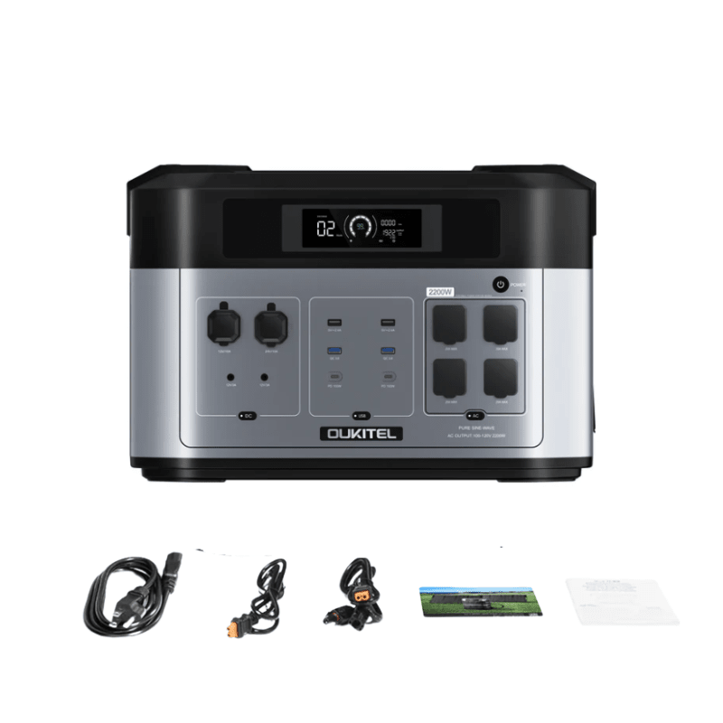 Oukitel BP2000 2048Wh LiFePO4 Solar Generator - 2200W AC Output (4000W Surge), Expandable to 16kWh, Portable Power Station for Camping, RV, Home Backup & Emergency Use with Solar/EV Charging | 3-Year Warranty