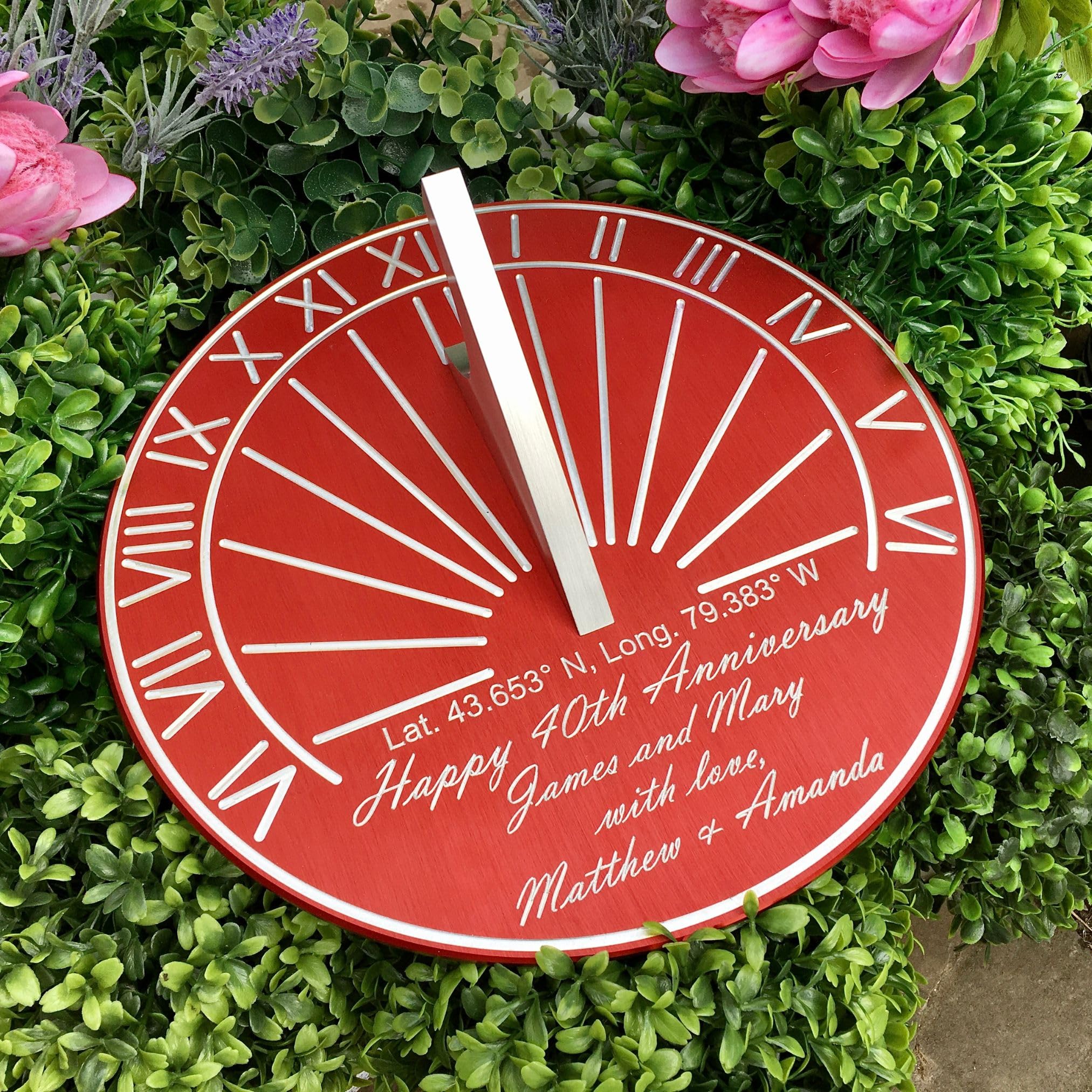 40th Anniversary Gifts Apollo Sundial - Personalized Engraved & Calibrated 40th Wedding Anniversary Gift for Couples - 6 Inch Outdoor Garden Sundial - Perfect for Backyard Decor, Patio, or Romantic Gift Idea