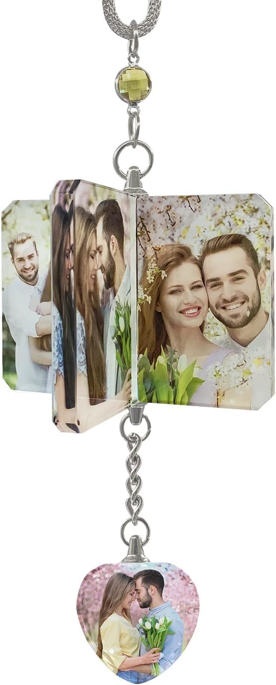 Custom Photo Car Pendant Crystal Windmill Charm - 5PCS Rear View Mirror Hanging Ornaments for Cars - Personalized Car Accessories for Gifts, Decor, and Safe Driving