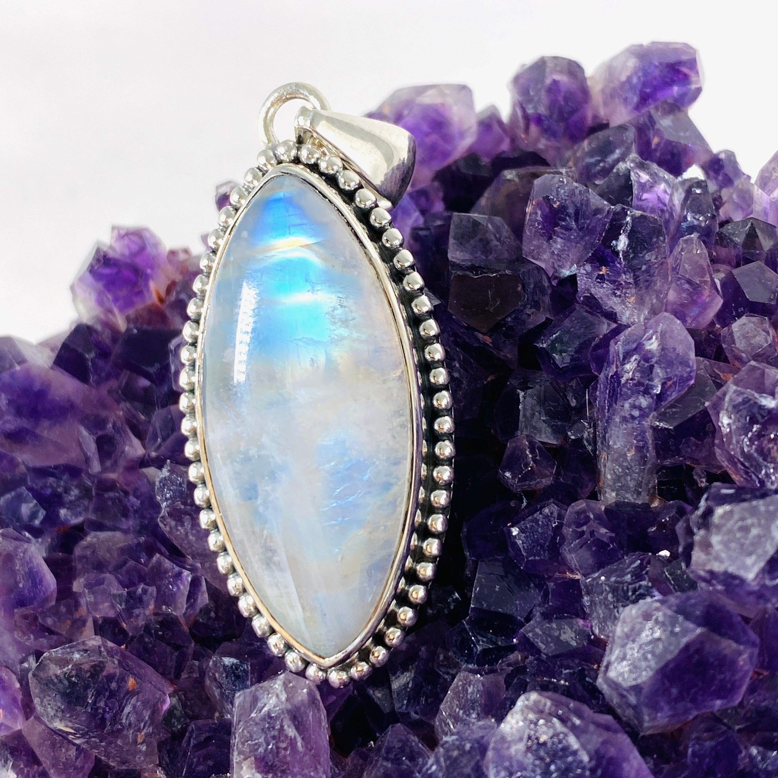 Moonstone Marquise Pendant Necklace KPGJ4033 - Elegant Gemstone Jewelry for Women, Perfect for Weddings, Parties & Special Occasions