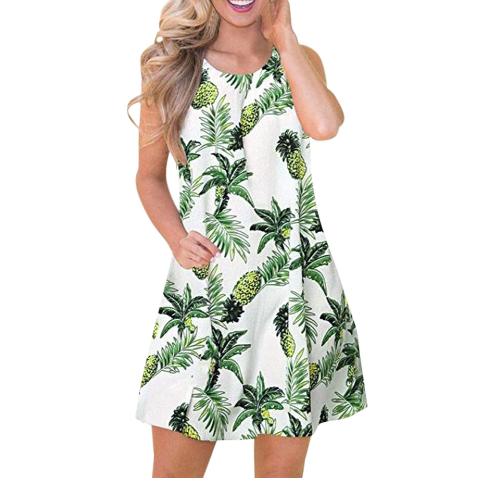 Plus Size Sleeveless Swing Dress for Women - Elegant Printed Loose Long Dress for Casual Outings