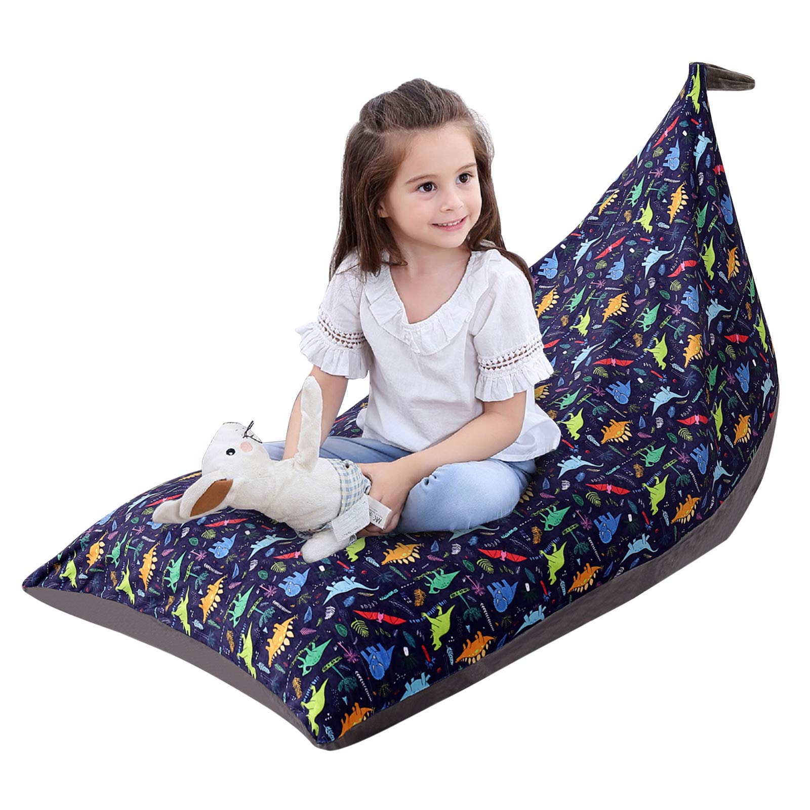HelloCreate Storage Bag Chair - Portable Folding Lounge Chair for Kids, Teens & Adults (30x50x30) | Plush Toy Organizer & Stuffed Animal Storage | Perfect for Playrooms, Dorms & Living Rooms