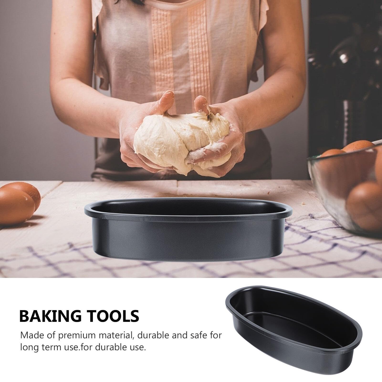 Nonstick Oval Bread Loaf Pan - Carbon Steel Baking Pan for Cheesecake, Cake & Bread - YARDWE Metal Bakeware Mold (Black) - Perfect for Home Baking, Holiday Desserts & Gift Giving