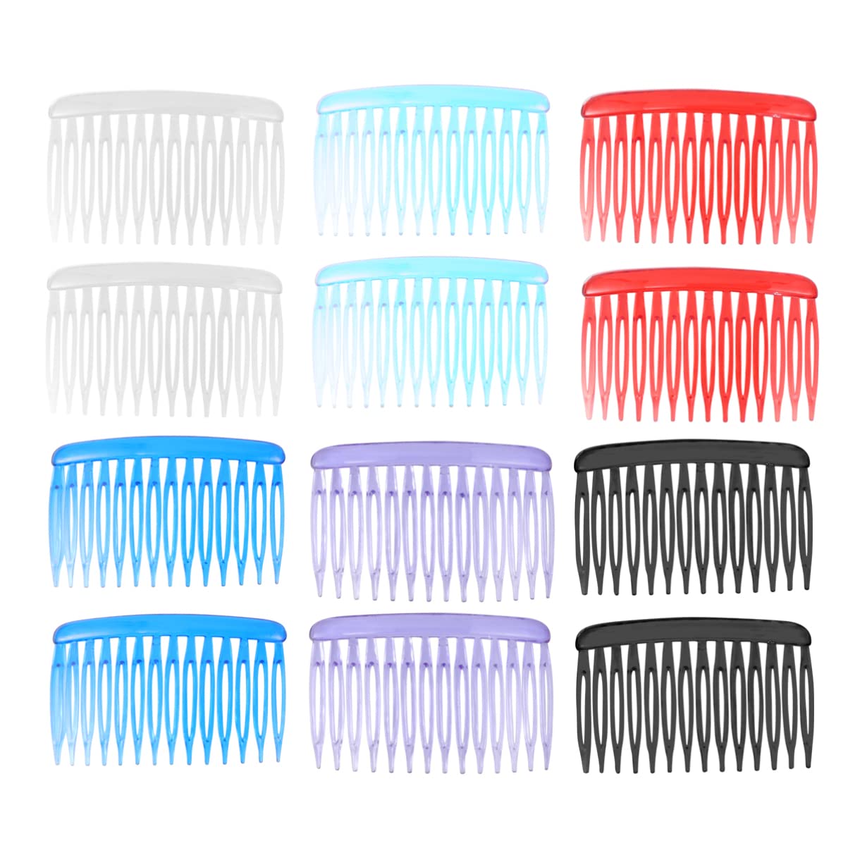12 Pack Twist Hair Comb Clips for Women - 14 Teeth Side Combs for Fine Hair, Hair Accessories for Styling, Ponytails & Updos (Assorted Colors)