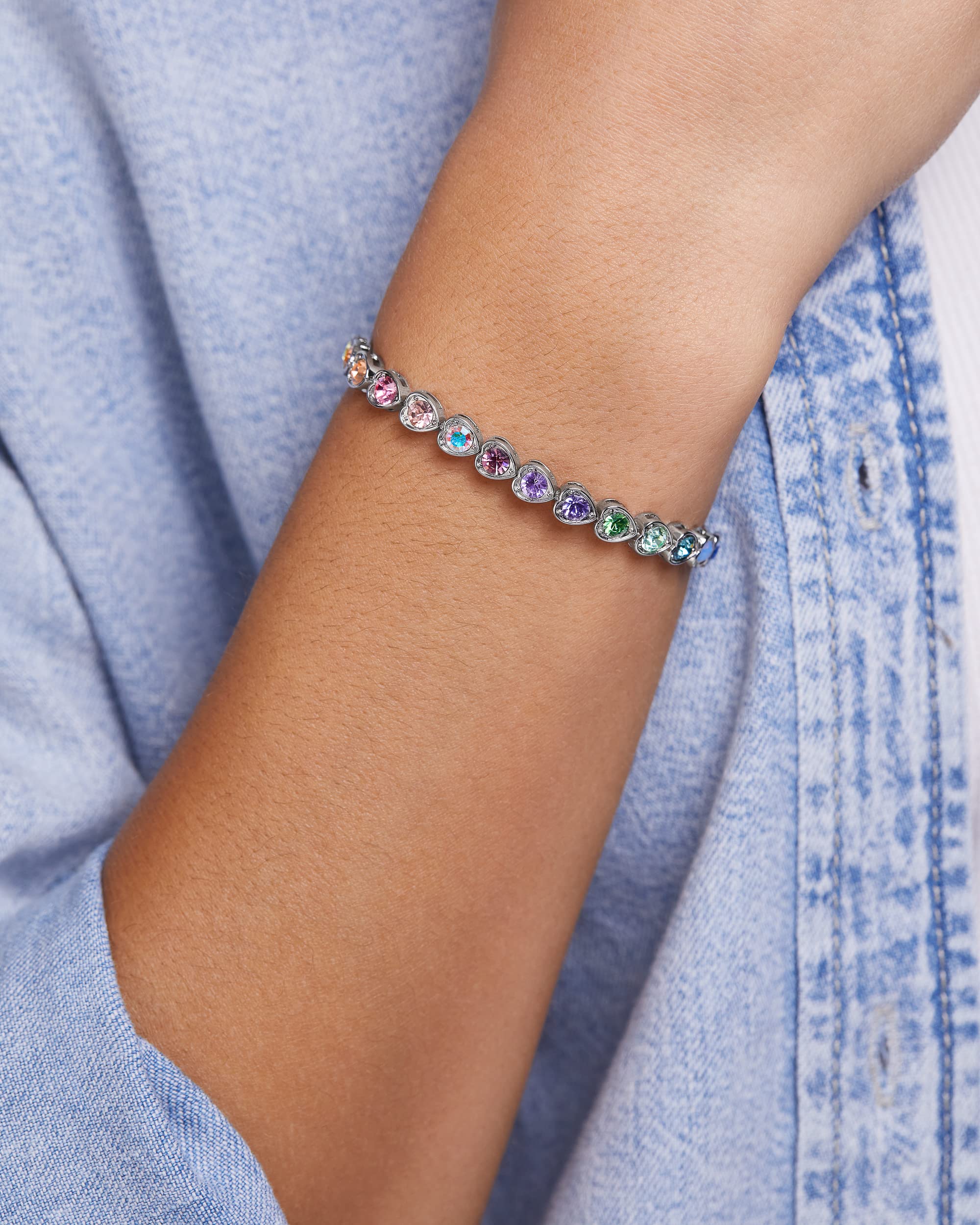 INSPIRED VOICES Adjustable Slider Lariat Tennis Bracelet for Women - Sparkling Rhinestone Fashion Jewelry in Blue, Pink, Purple & More Colors | Perfect for Parties, Weddings & Everyday Wear