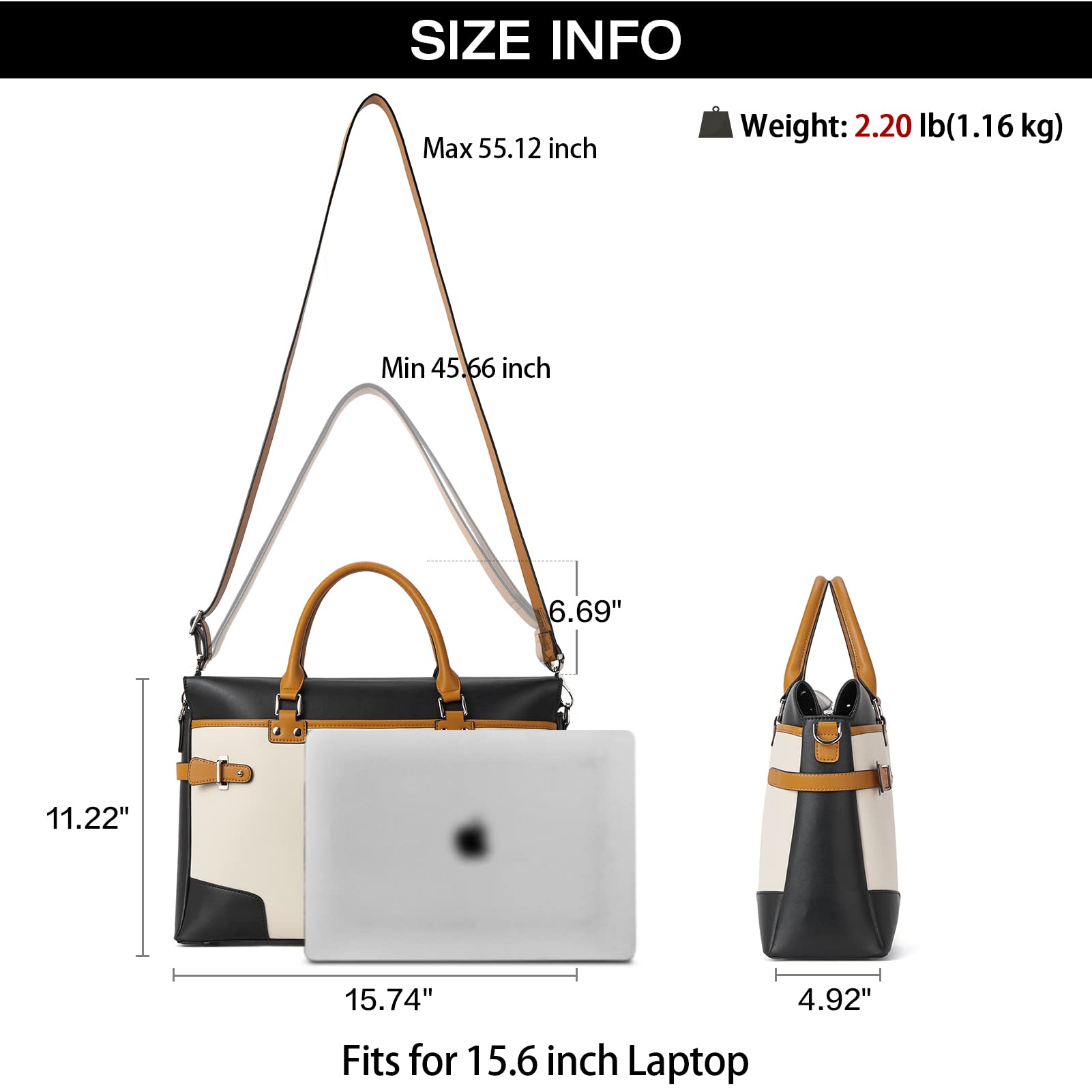 BOSTANTEN Genuine Leather Laptop Briefcase for Women - 15.6 Inch Professional Business Messenger Bag & Work Tote - Perfect for Office, Travel, and Daily Commute