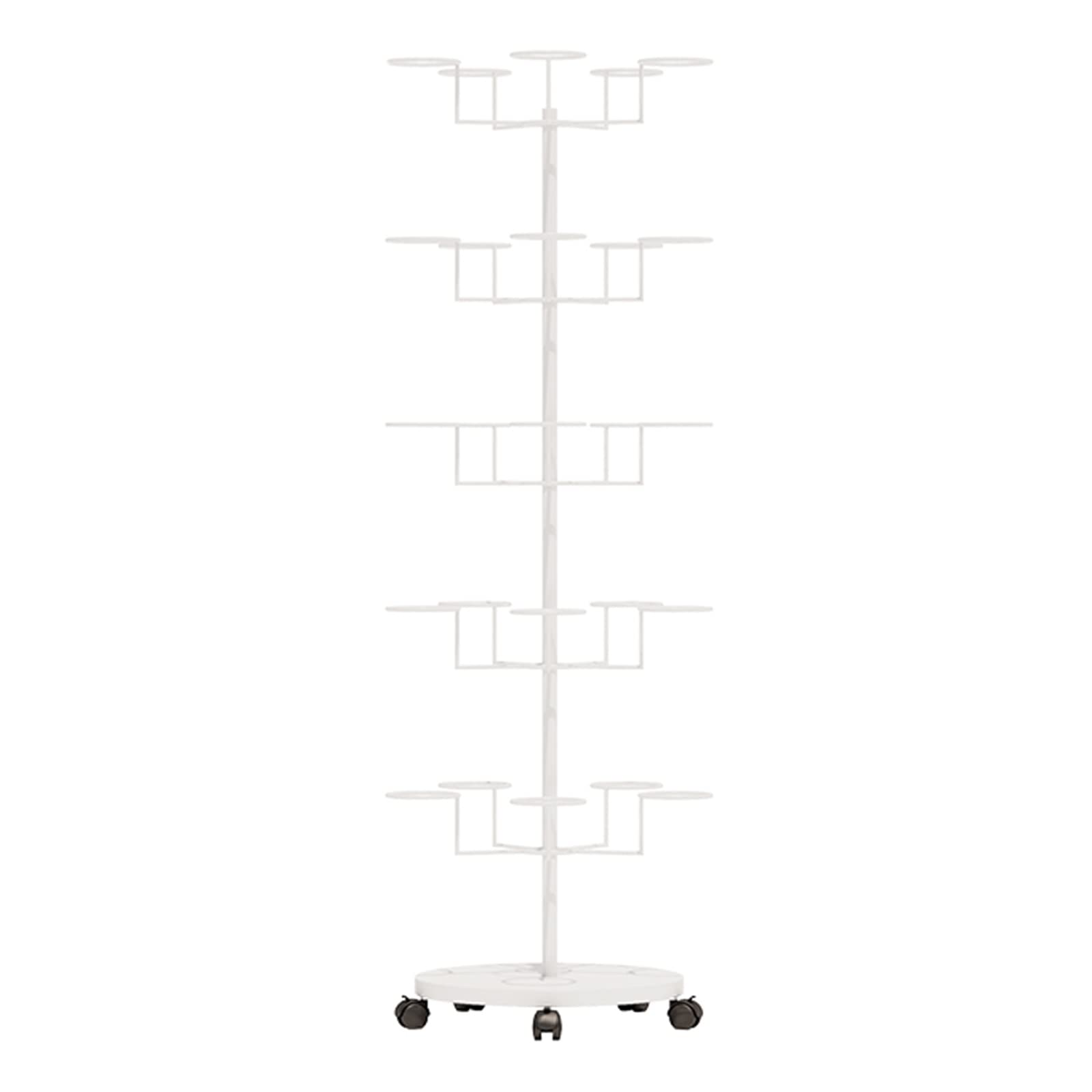 5-Tier Heavy Duty Metal Hat Display Stand for Cowboy Hats & Wig Storage - Large Capacity Rolling Hat Rack for Home or Store Use - Modern White Hat Tree Shelf (Perfect for Retail Displays, Hat Collections & Closet Organization)