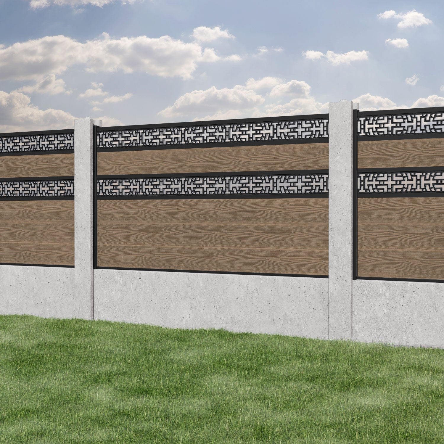 Classic Kumo Split Screen Fence Panel - Premium Teak Wood Privacy Screen for Concrete Posts | Perfect for Backyard, Patio & Garden Decoration
