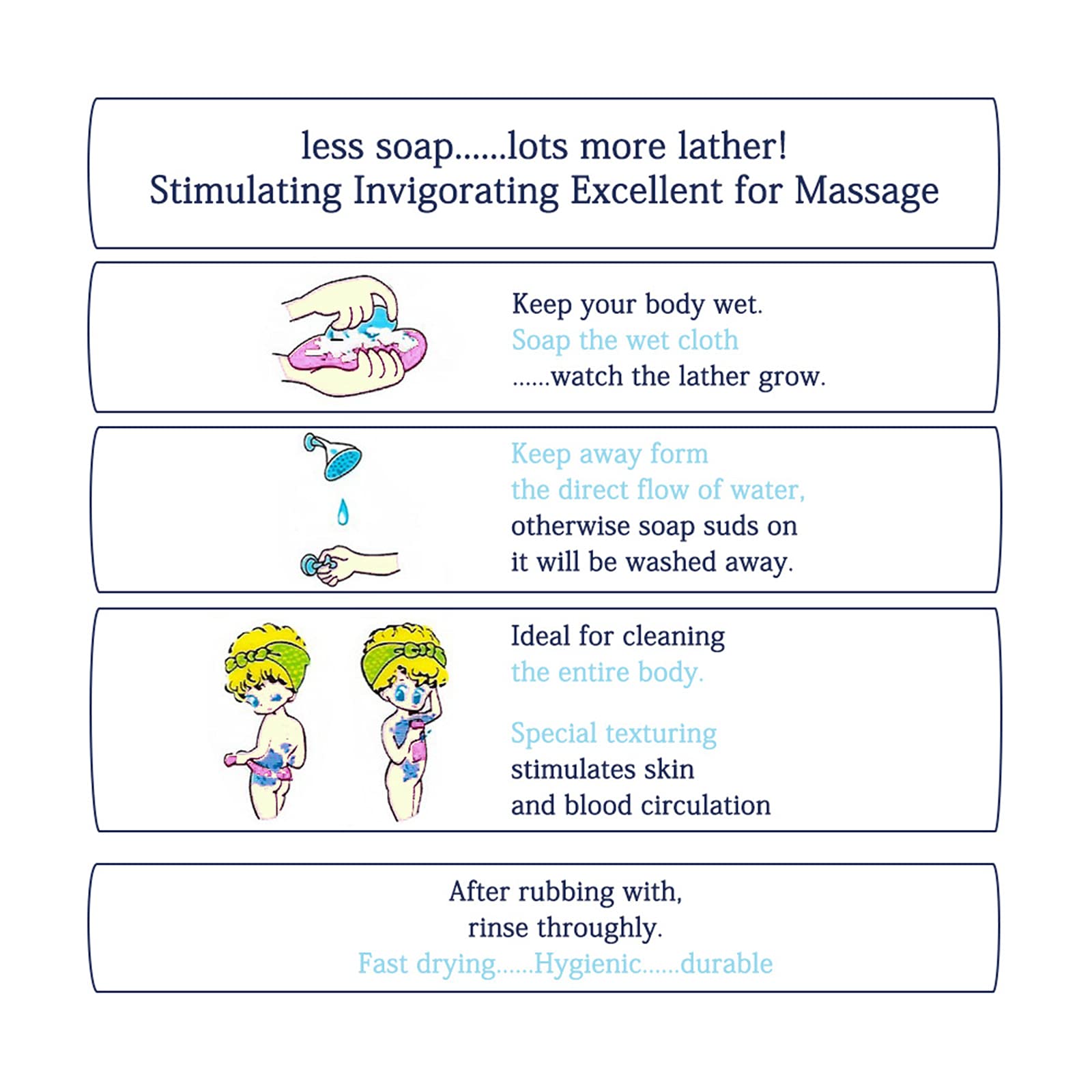 POOWE Soft Body Cleansing Sponge - Exfoliating Bath Brush for Smooth Skin, Gentle Shower Scrubber with Handle for Back & Feet (Beige) | Perfect for Daily Shower, Spa & Exfoliation Routine