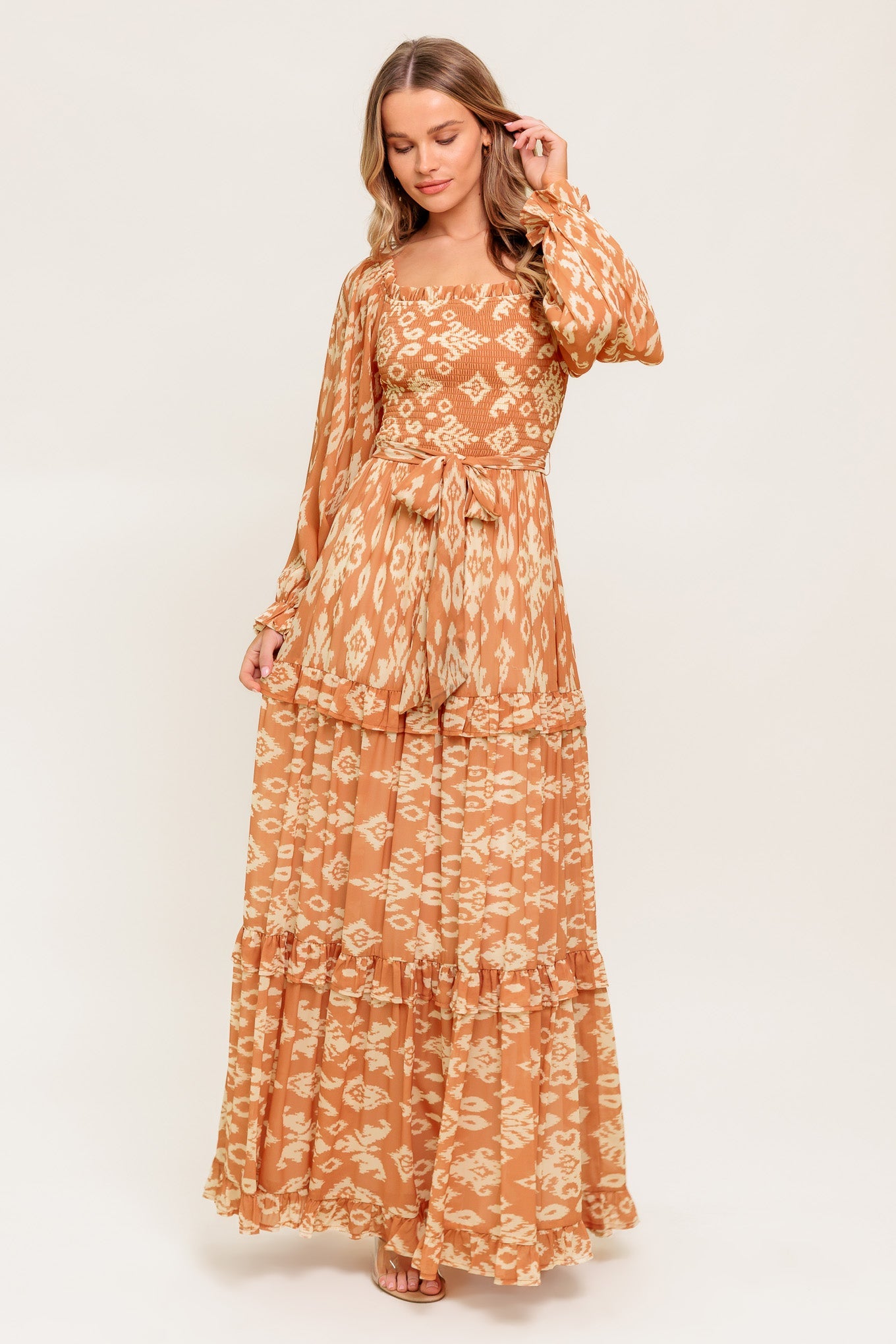 NELLIE Off Shoulder Maxi Dress - Boho Ruffle Style Summer Beach Dress for Women | Perfect for Vacations, Weddings & Date Nights