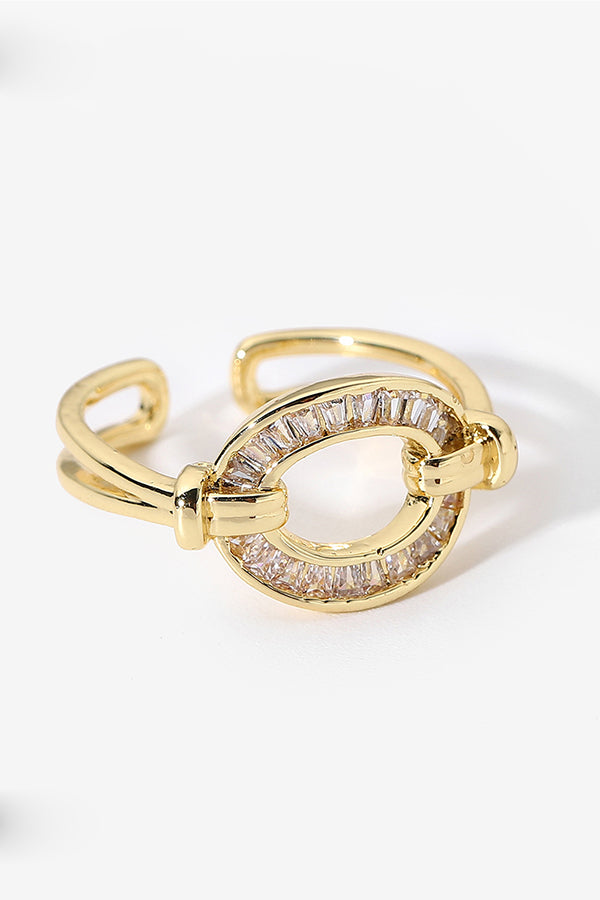 Vintage Zircon Open Ring for Women - Elegant Adjustable Statement Jewelry for Parties, Weddings & Everyday Wear