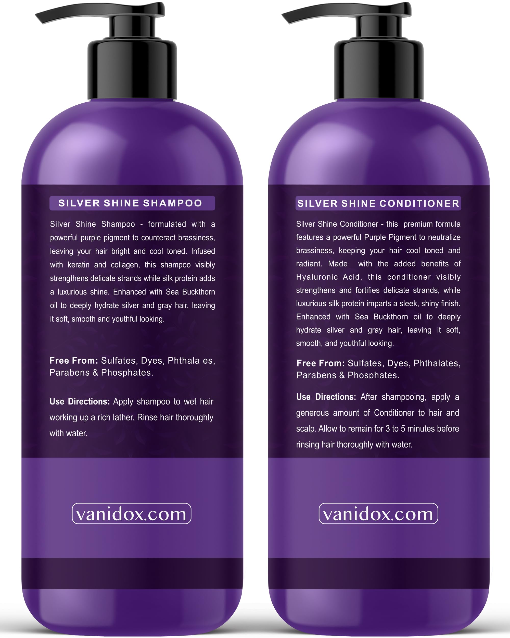 Purple Shampoo & Conditioner Set for Grey & Silver Hair - Sulfate-Free, Brass Toning with Purple Pigment (16oz Each) | Ideal for Color-Treated Hair & Blonde Highlights at Home