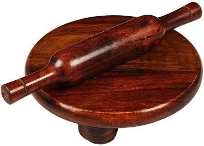 Premium Indian Wooden Chakla Belan Set - Traditional Roti Maker & Chapati Rolling Pin Combo for Authentic Indian Cooking | Includes Wooden Board (Chakla) & Rolling Pin (Belan) | Perfect for Making Roti, Phulka, Paratha at Home