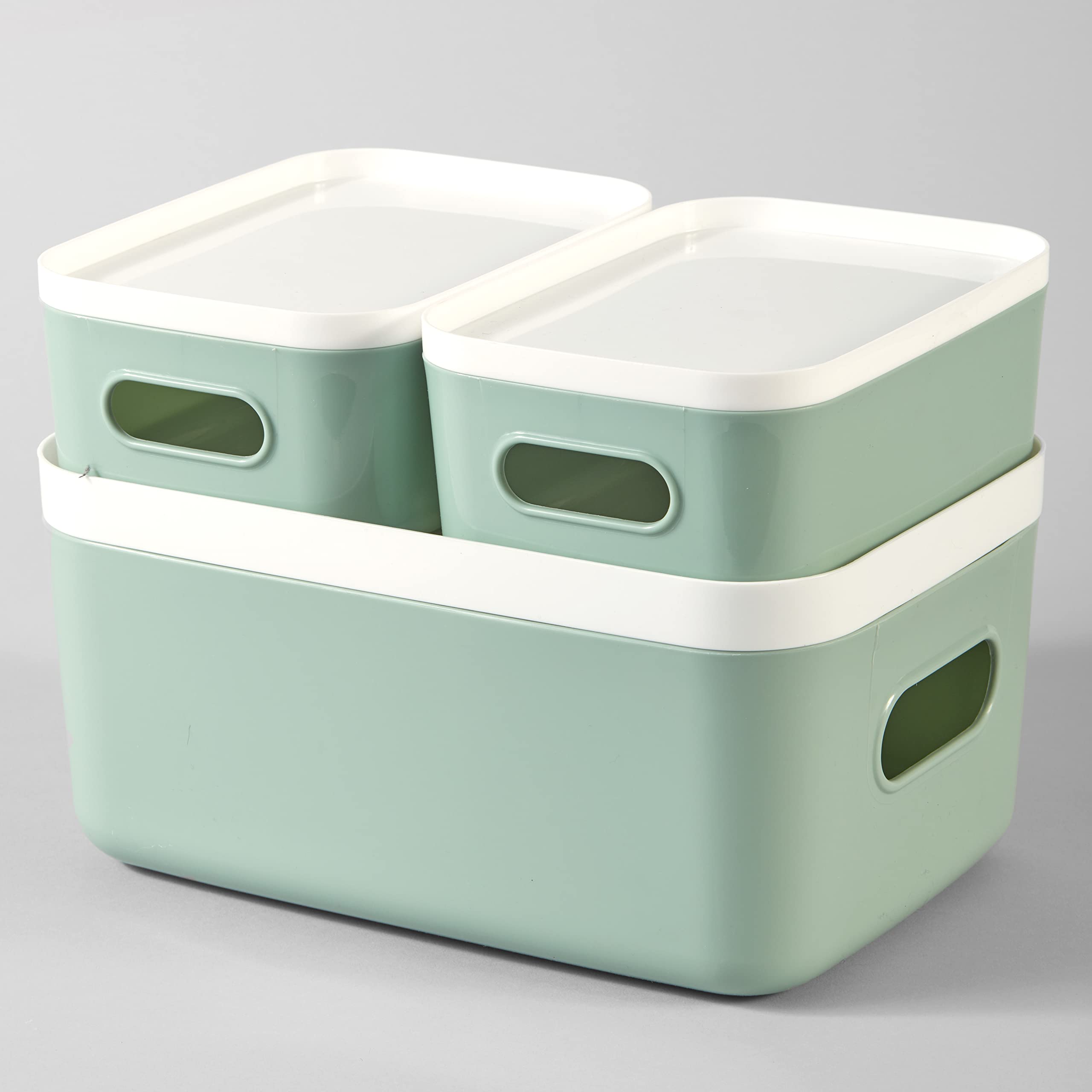 3-Piece Airtight Food Storage Container Set with Lids - Kitchen & Bathroom Organization - Perfect for Pantry, Cereal, Flour, Spices & Toiletries (Seafoam Green)