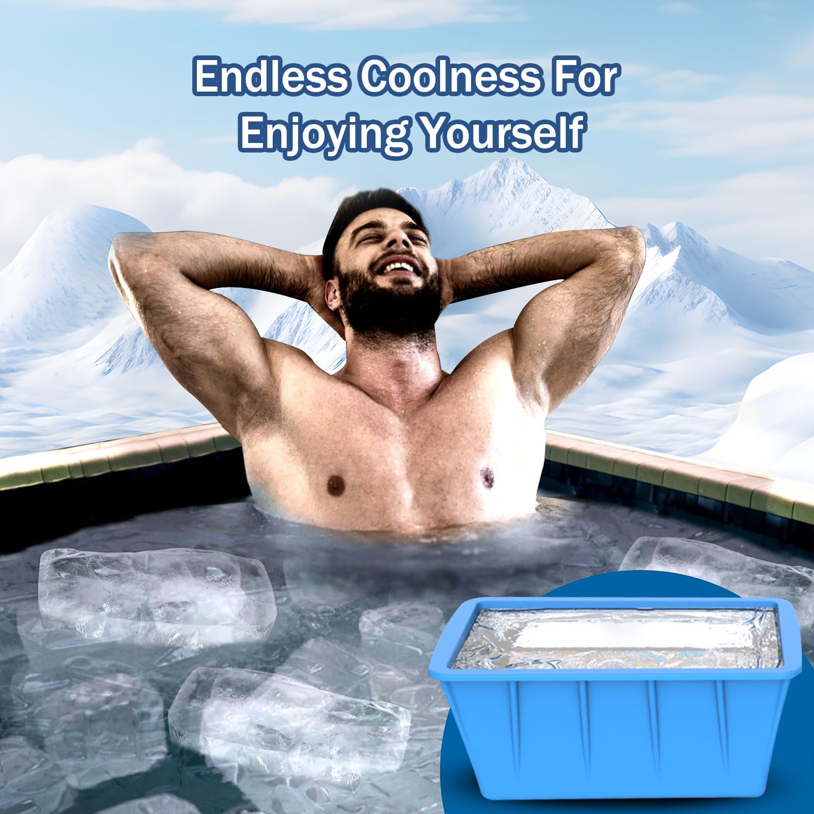 Extra Large Ice Cube Molds 4-Pack - 32LB Silicone Big Ice Trays for Freezer, Reusable Ice Block Molds for Cold Plunge Tubs & Home Ice Baths - Perfect for Cocktails, Whiskey, Chilling Drinks & Recovery Therapy