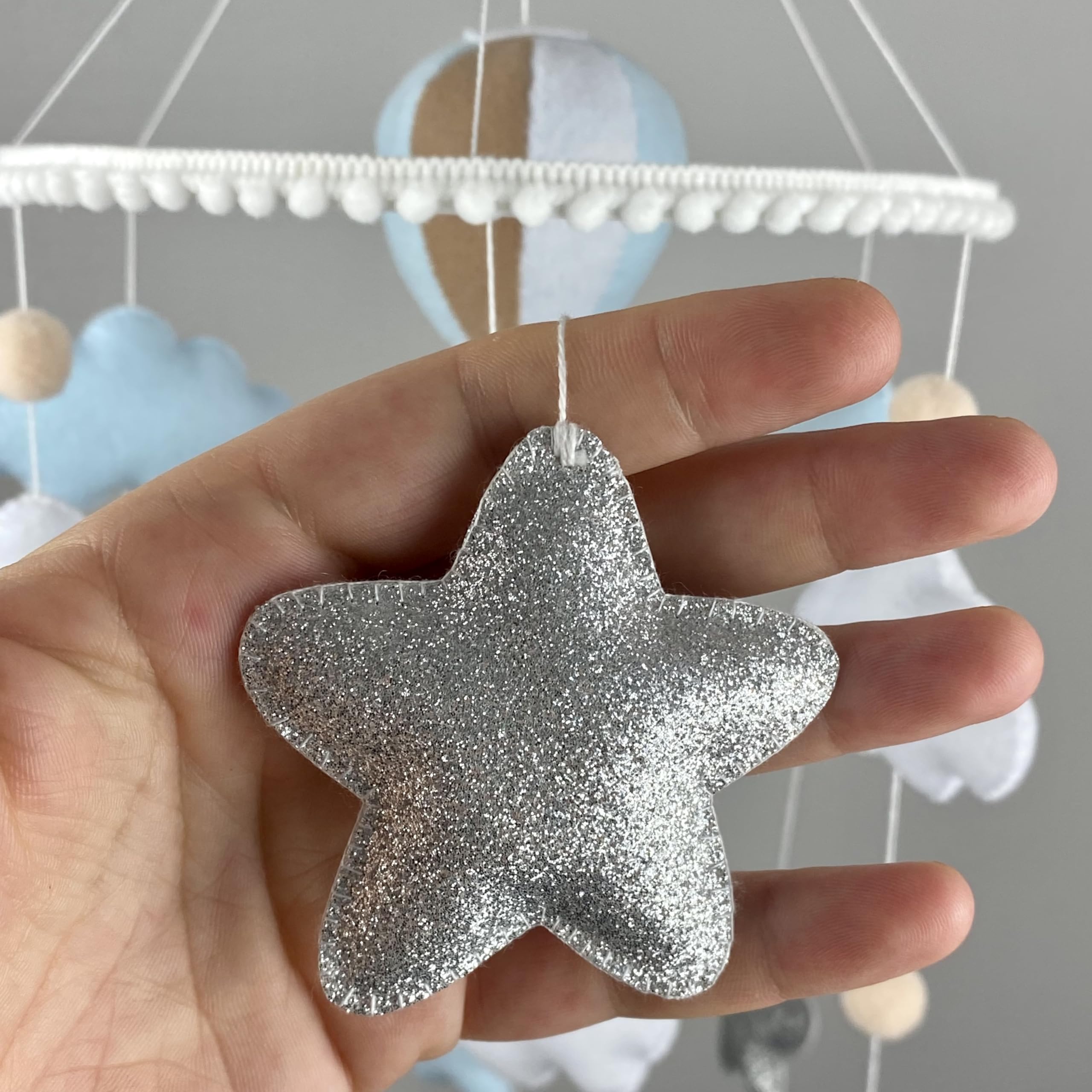Teddy Bear Crib Mobile for Baby Boys - Blue Hot Air Balloon Nursery Decor, Felt Hanging Mobile for Newborns - Perfect Baby Shower Gift & Nursery Decoration for Expecting Moms