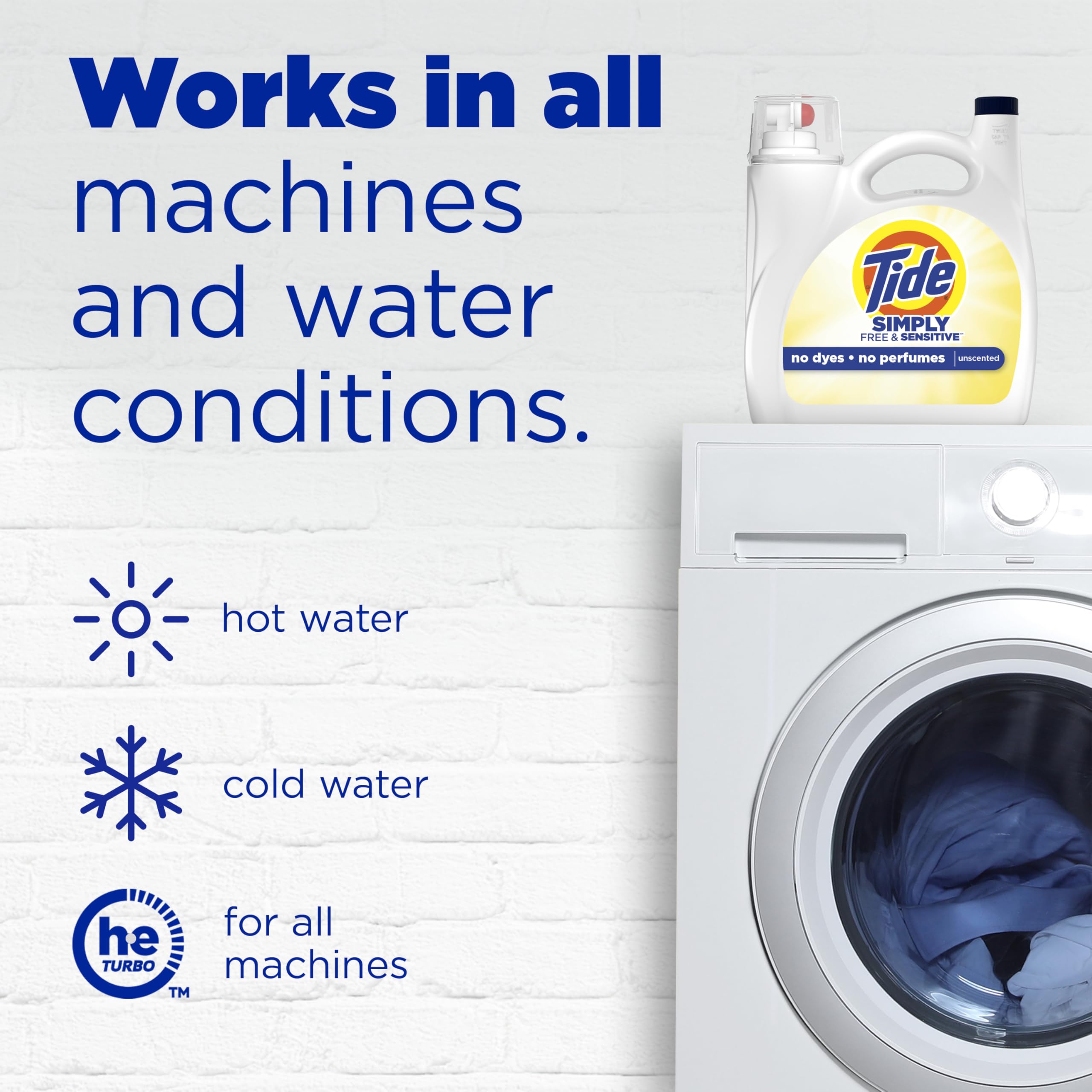 Tide Simply Free & Sensitive Liquid Laundry Detergent - 89 Loads, 117 oz - Hypoallergenic & Dye-Free for Sensitive Skin - Perfect for Babies, Kids & Allergy-Prone Families - Gentle Yet Effective Cleaning for Everyday Laundry