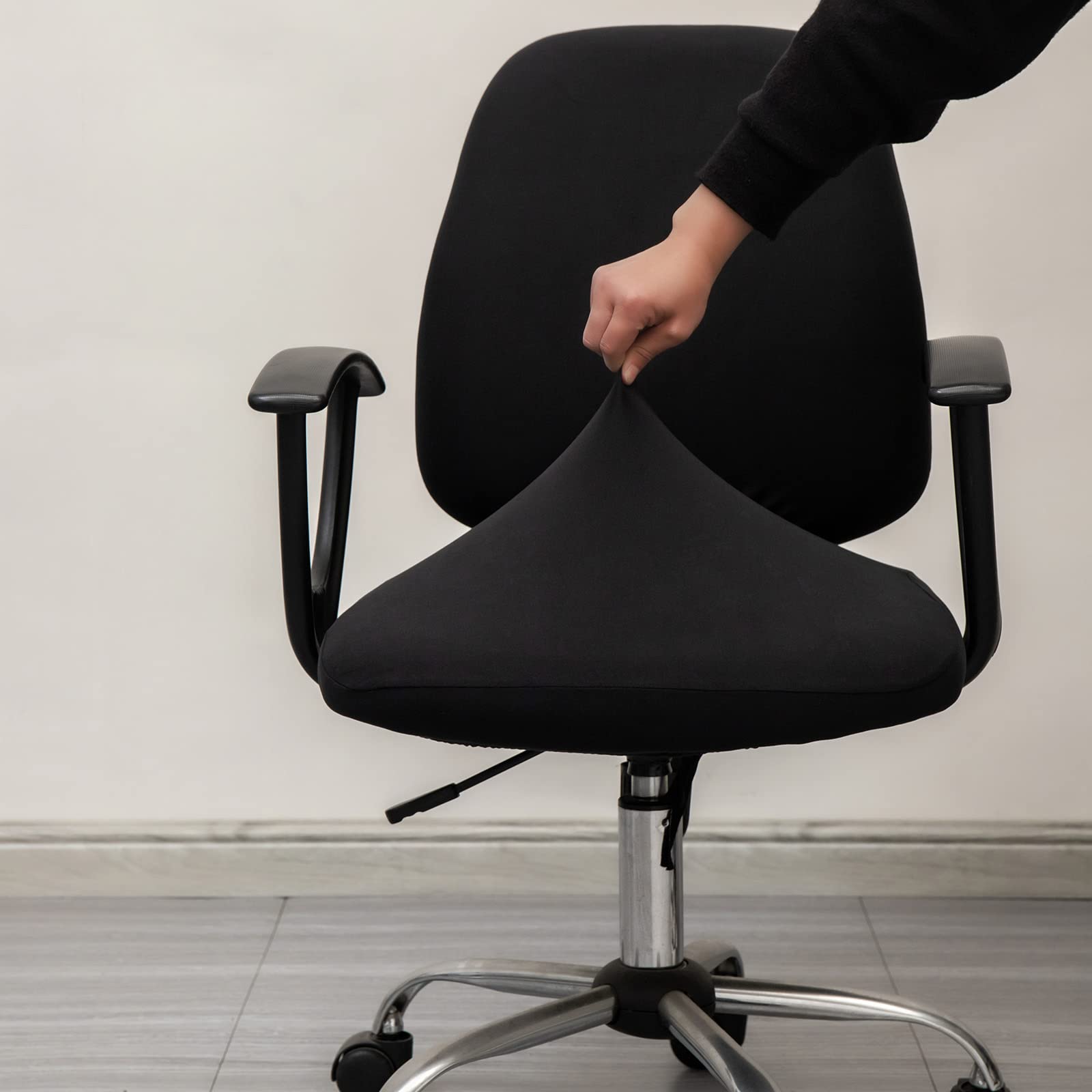 Melaluxe Universal Stretchable Office Chair Cover - Protective Slipcover for Computer & Desk Chairs - Fits Most Swivel & Rolling Chairs (Black) - Perfect for Home Office, Gaming Setup & Workspace Protection