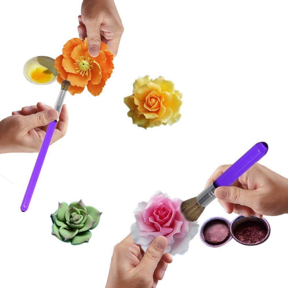 **AK ART KITCHENWARE Fondant Flower Making Tools Set - 12-Piece Plastic Fondant Cutters, Modeling Tools, Silicone Dough Mat, Measuring Pastry Brushes, Foam Pad, Veining Board & Rolling Pin for Cake Decorating, Baking & Sugar Craft**    *(Use for Wedding Cakes, Birthday Cakes, Cupcakes & DIY Sugar Flower Designs)*