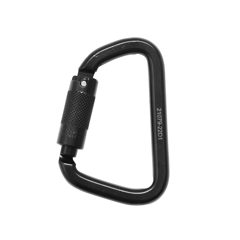 Fusion Tacoma Steel Modified D Auto Lock 60kN Carabiner - Heavy Duty Climbing Gear for Rock Climbing, Hiking & Outdoor Adventures (Black)