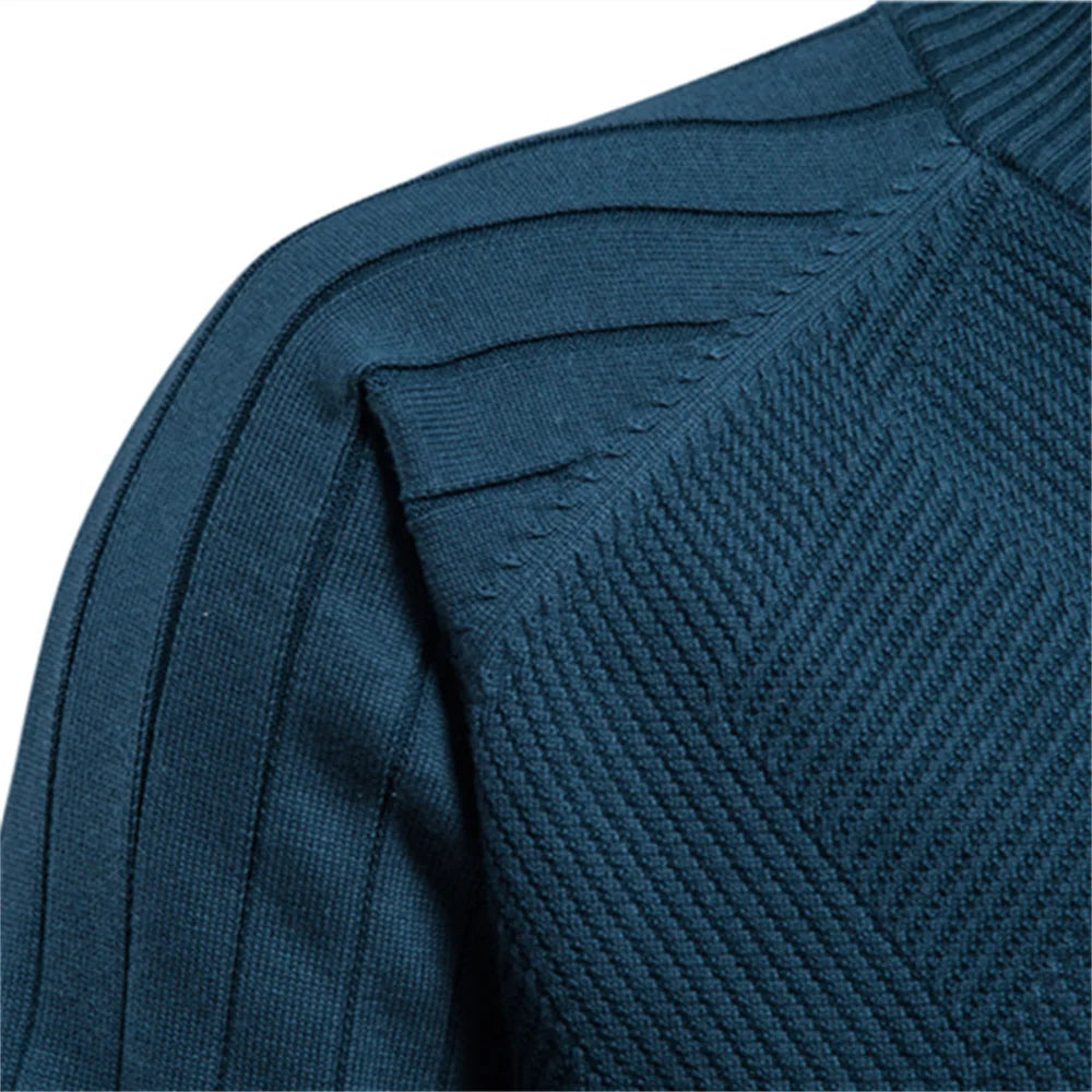Men's Argyle Solid Color Cotton Cardigan - Casual Winter Zipper Sweater for Men | Warm & Stylish Basic Knitwear for Office, Outdoors & Daily Wear