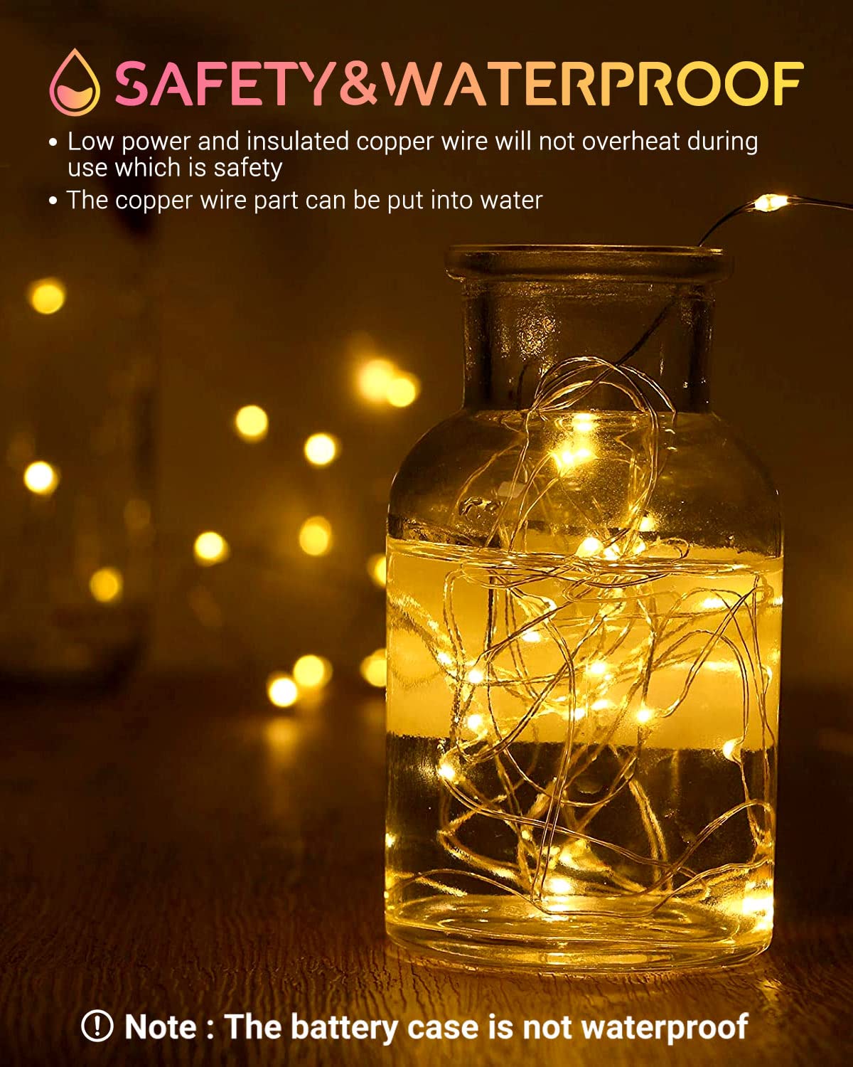 10 Pack Battery Fairy Lights 2.4M 24 LED Warm White String Lights - Waterproof Copper Wire LED Lights for Wedding, Party, Home Decor | Indoor & Outdoor Use - Perfect for Christmas, Valentine's Day & Garden Lighting