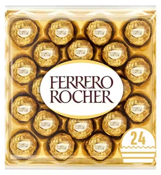 Ferrero Rocher Hazelnut Milk Chocolate Gift Box - 24 Pieces (10.5 oz) - Premium Chocolate Candy for Holidays, Birthdays & Corporate Gifting