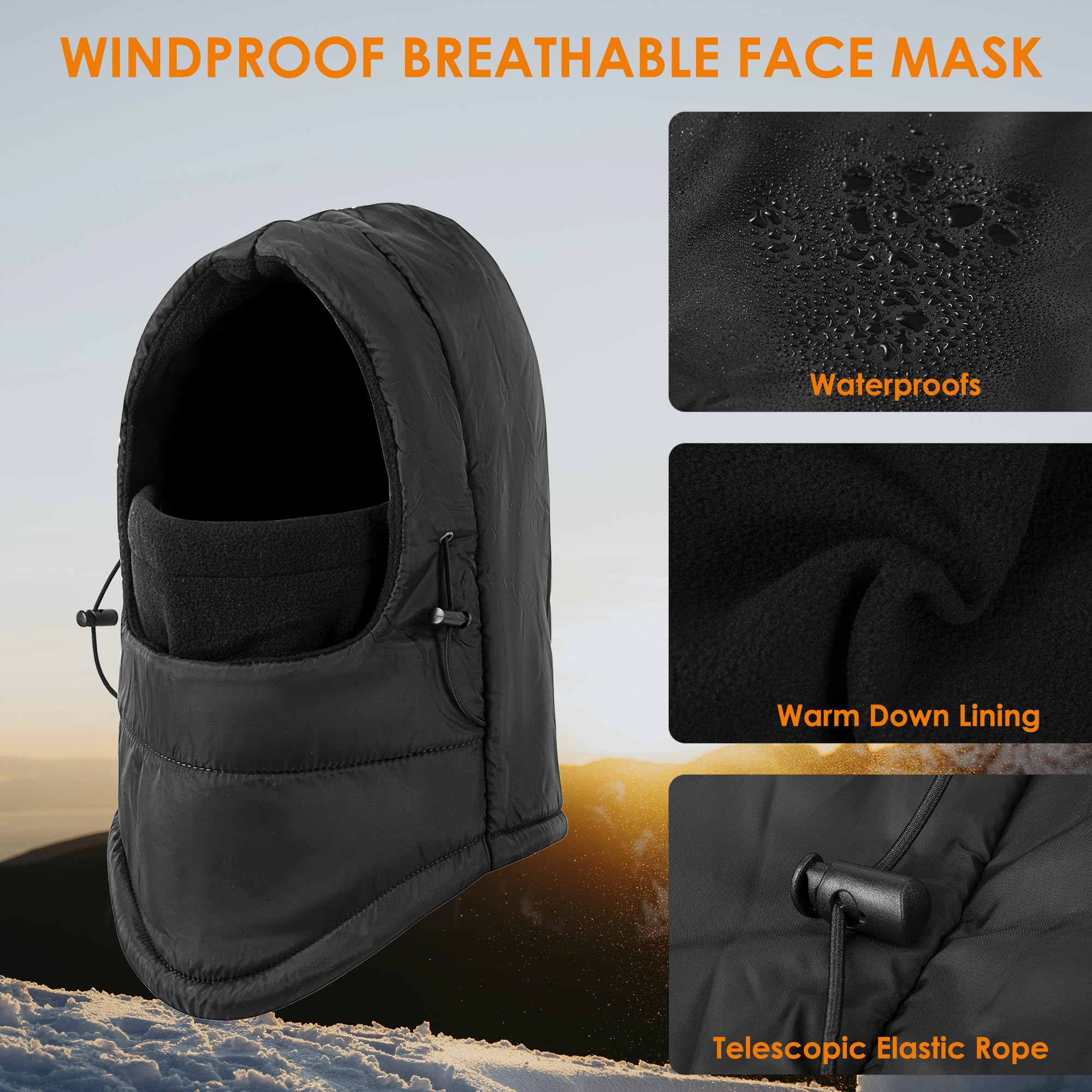 Balaclava Ski Mask - Fleece Lined Windproof Thermal Face Cover for Men & Women - Adjustable Winter Face Mask for Skiing, Snowboarding & Cold Weather Activities