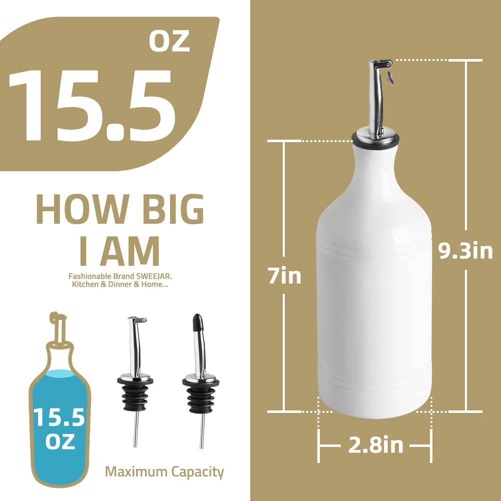 Premium Ceramic Olive Oil Dispenser Bottle - 15.5oz Opaque Oil Cruet Protects Against Oxidation - Ideal for Storing Olive Oil, Vinegar & Coffee Syrups - Durable Kitchen Essential for Cooking & Salad Dressing (Yellow, Pack of 1)