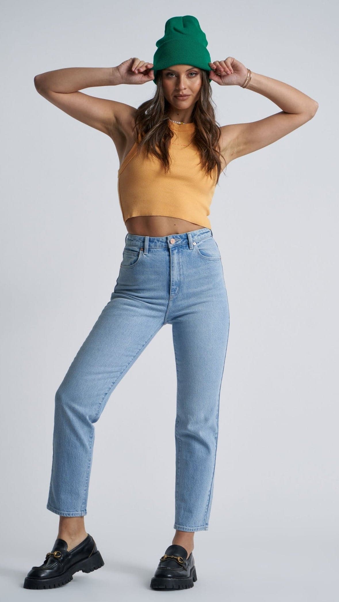Abrand Women's High Waist Slim Fit Jeans - 94% Cotton Stretch Denim Pants for Casual Wear & Everyday Outfits