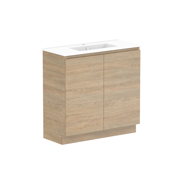 ADP Glacier Lite Ceramic Top Ensuite Trio Vanity Set - Modern Bathroom Vanity with Sink and Mirror for Small Spaces, Perfect for Apartments, Condos & Guest Bathrooms