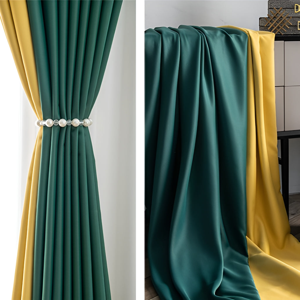 Raya Color Blocking Room Darkening Blackout Custom Curtains - Stylish Window Treatment for Bedroom, Living Room & Nursery - Blocks 99% of Light for Better Sleep