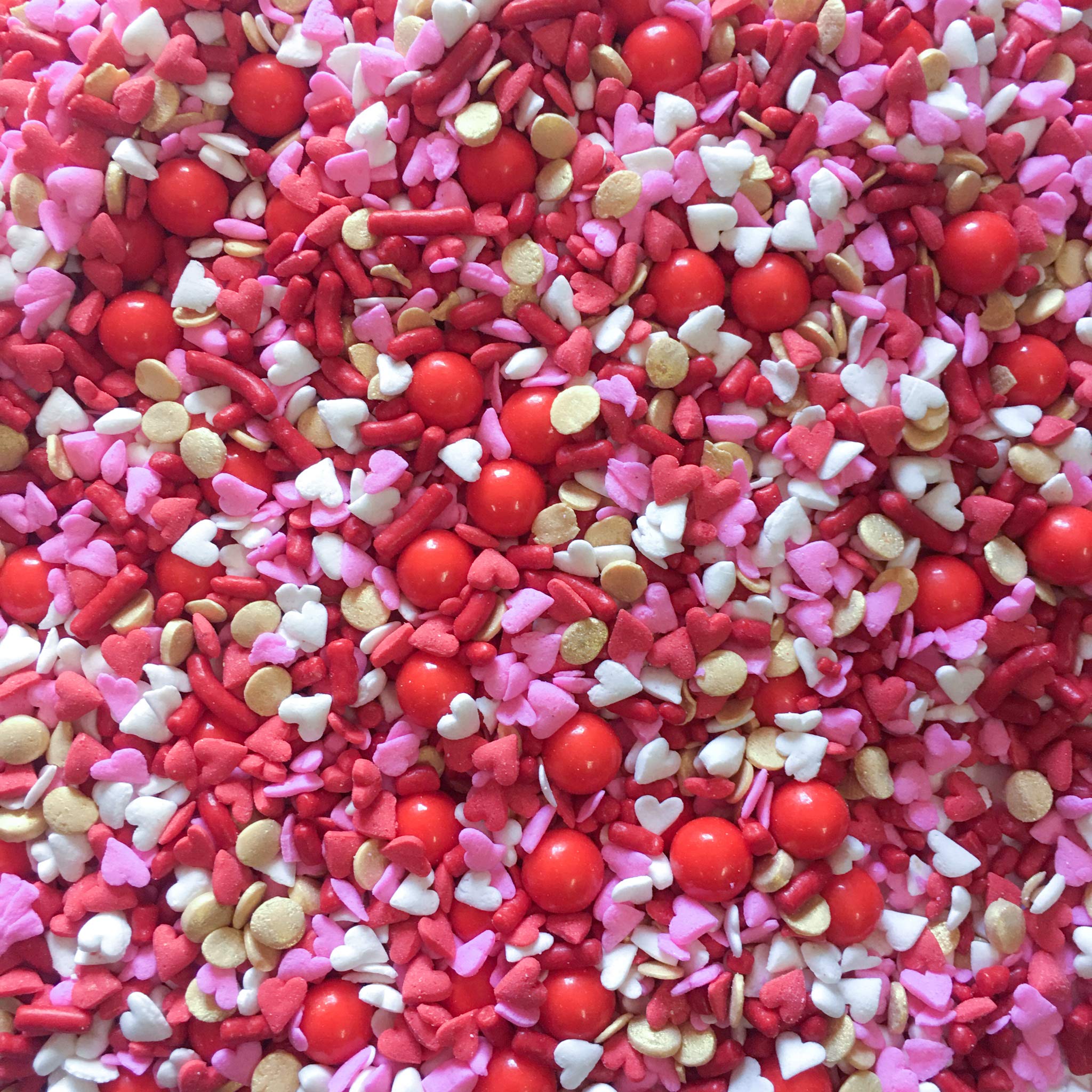 Hearts of Gold Valentine's Day Baking Decorations - 6oz Colorful Confetti Sprinkles for Cupcakes, Cakes, Cookies, Ice Cream & Donuts | Perfect for Party Desserts, Holiday Baking & Sweet Treats