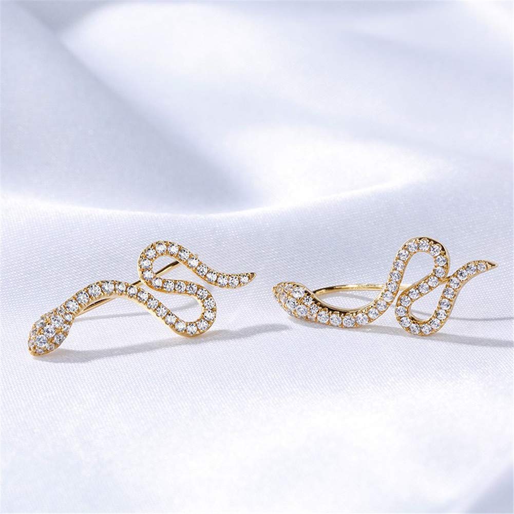 Jeulia 1.65 Carat Diamond Climber Earrings for Women - 925 Sterling Silver Snake Stud Earrings 14K Gold Plated Hypoallergenic Jewelry - Perfect for Parties, Weddings & Everyday Elegance