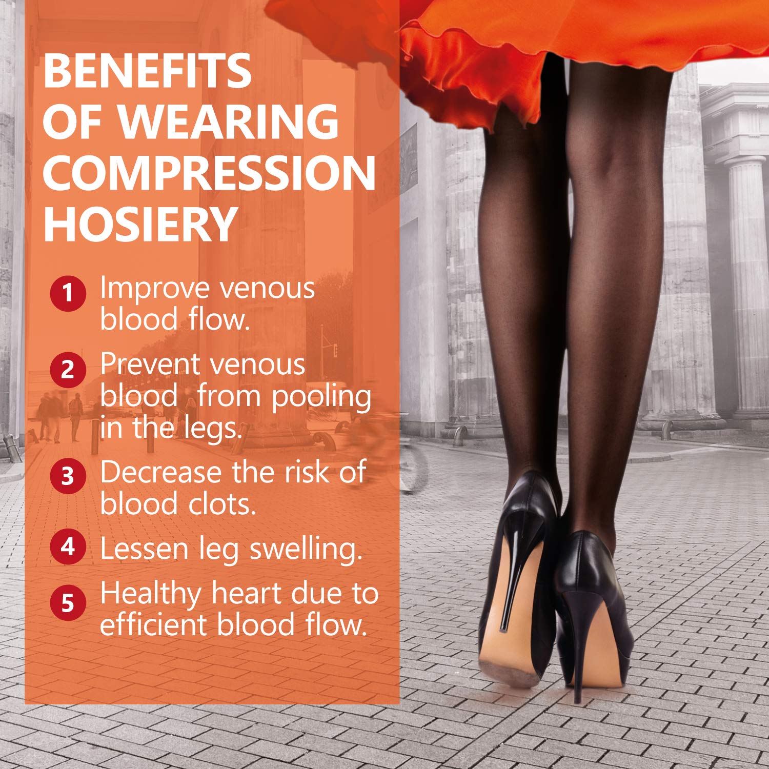 16-18 mmHg Medical Compression Tights for Better Circulation & Recovery - Black X-Large for Post-Surgery & Travel